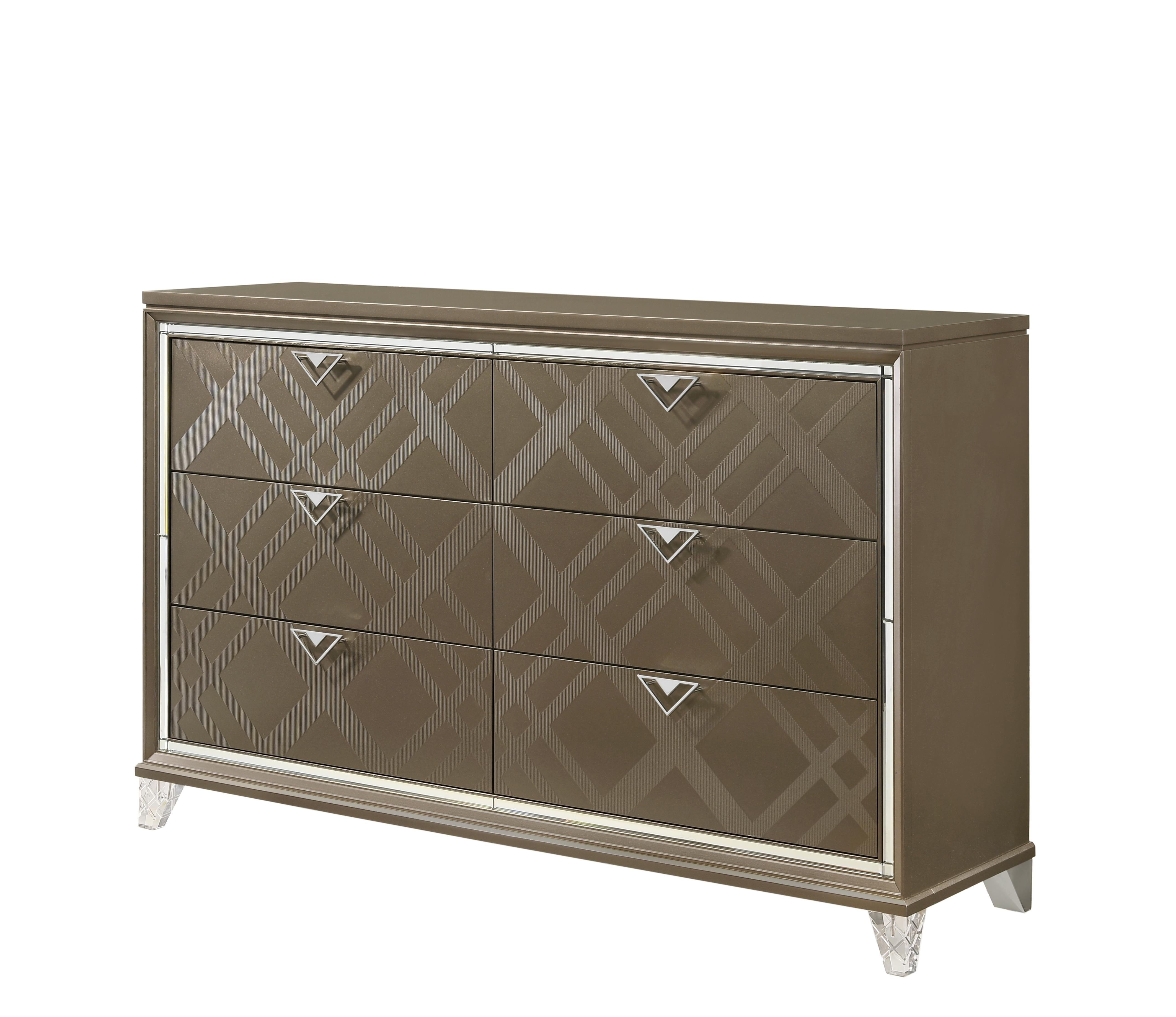 Skylar Dark Champagne Dresser - Ideal Furniture (Fresno,CA)