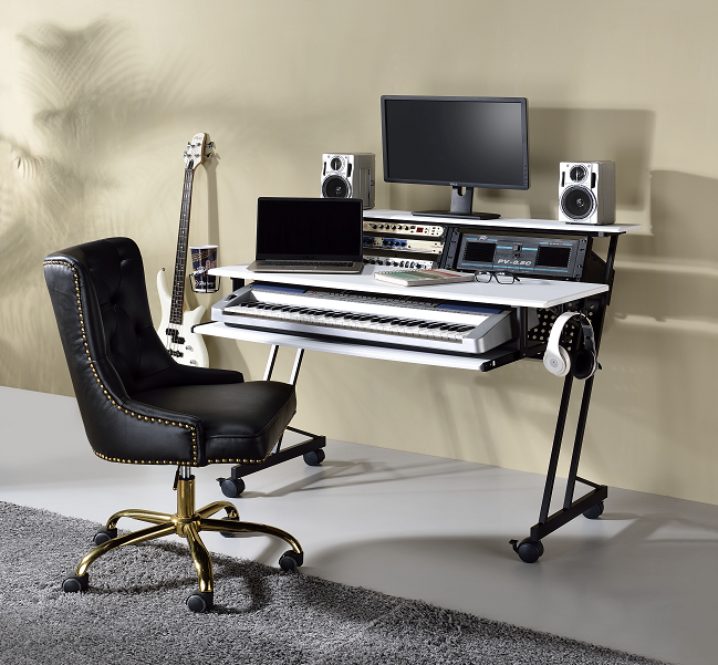 Suitor White & Black Computer Desk - Ideal Furniture (Fresno,CA)