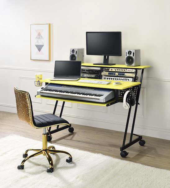 Suitor Yellow & Black Computer Desk - Ideal Furniture (Fresno,CA)