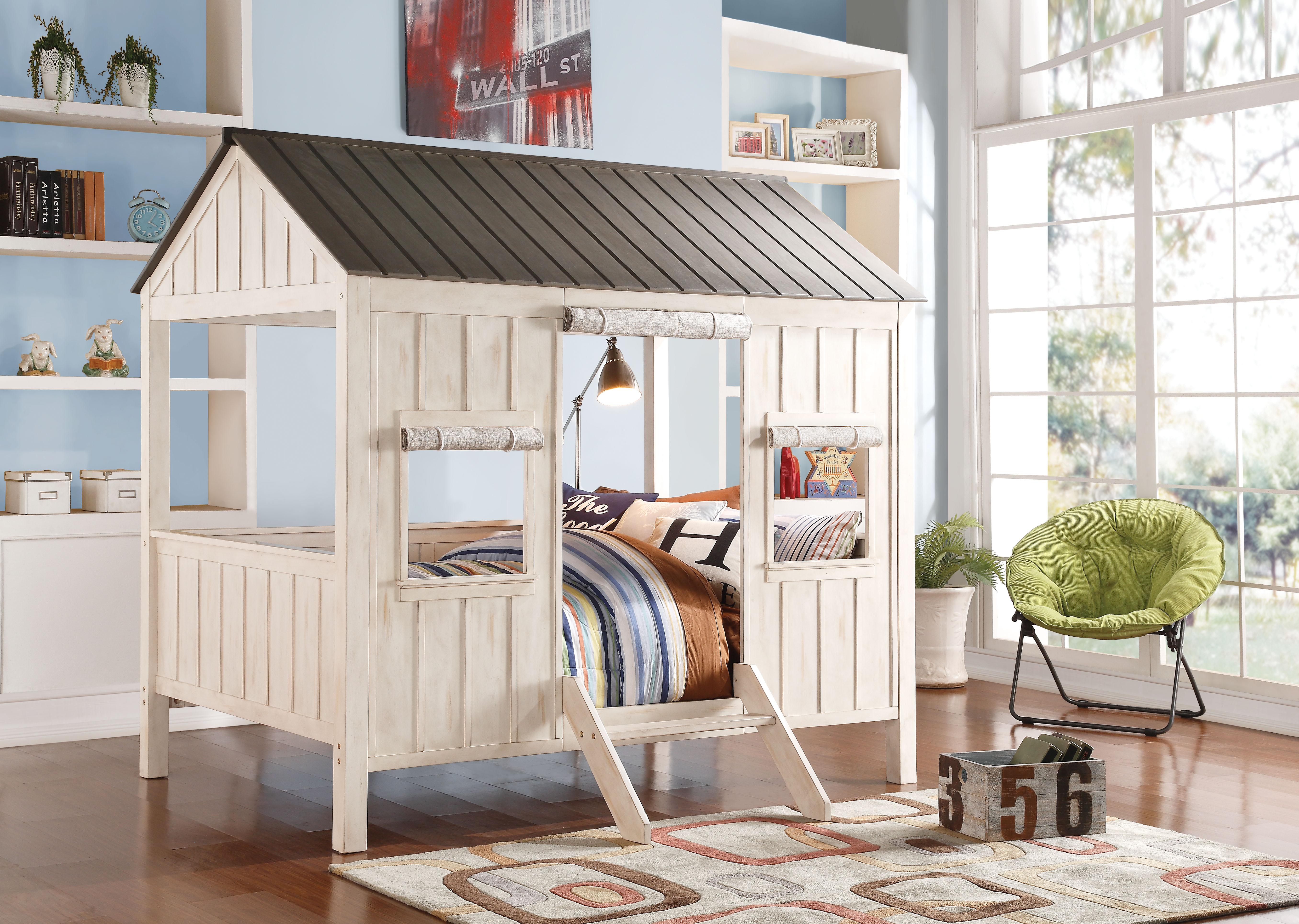 Spring Cottage Weathered White & Washed Gray Full Bed - Ideal Furniture (Fresno,CA)