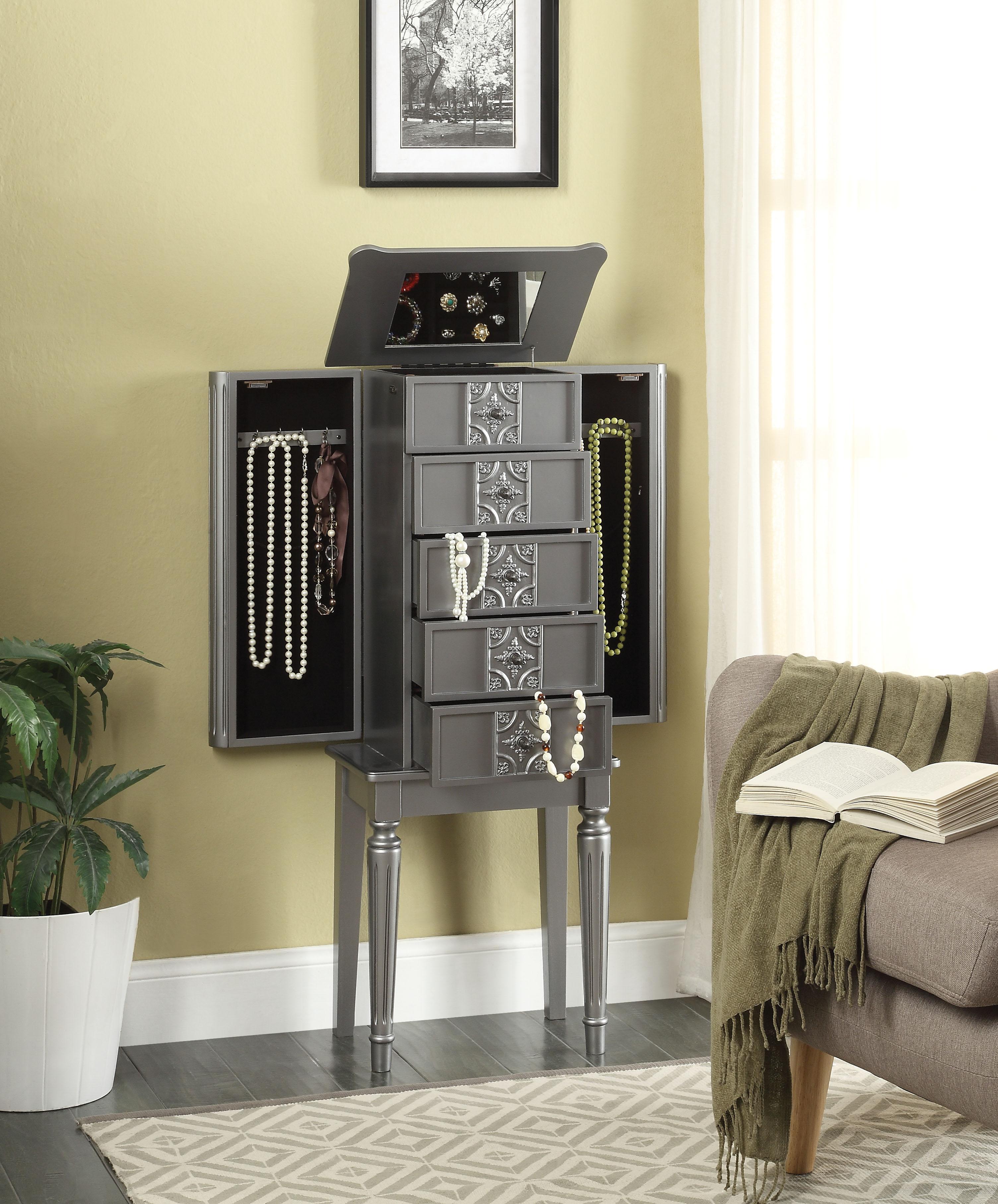 Tammy Silver Jewelry Armoire - Ideal Furniture (Fresno,CA)