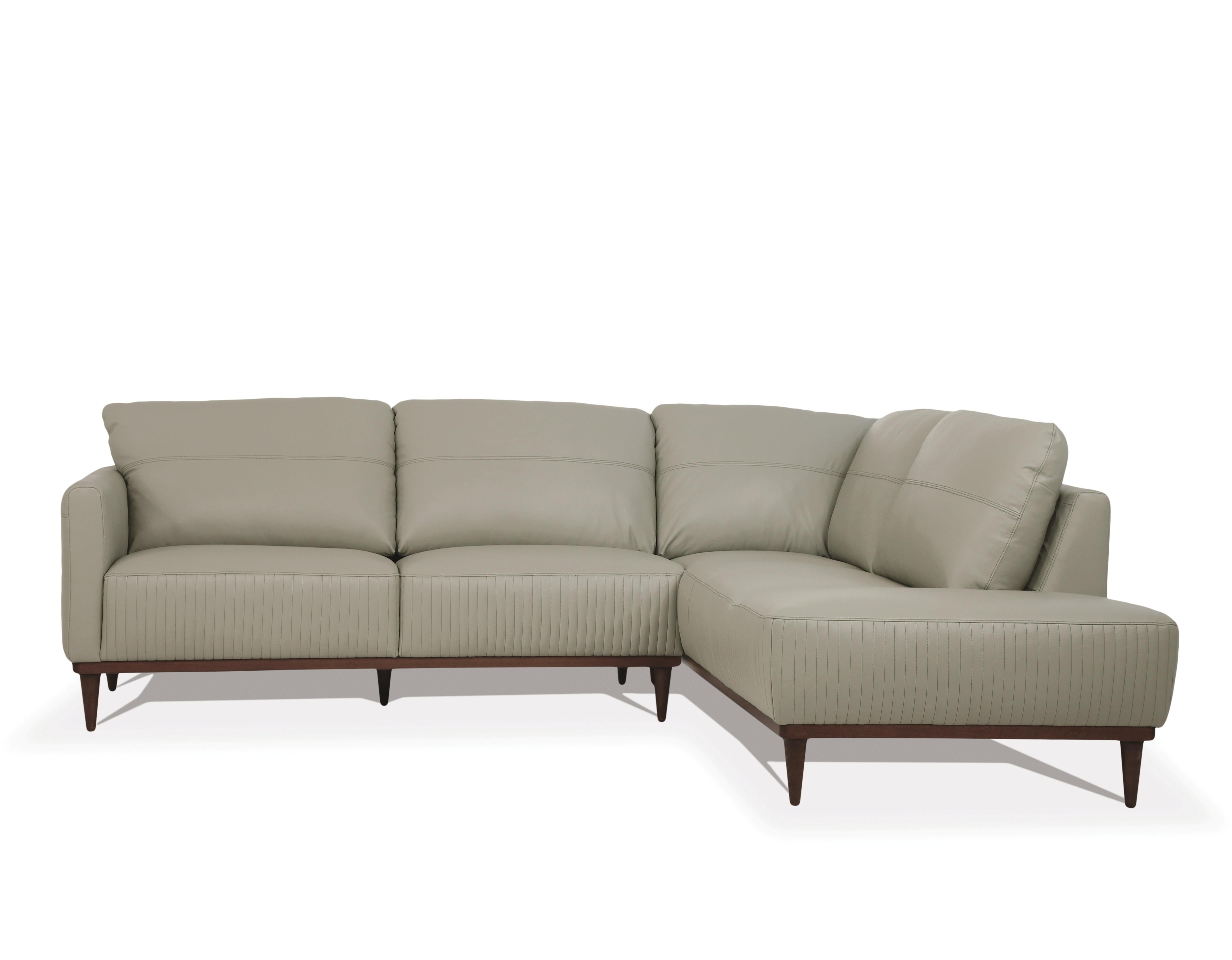 Tampa Airy Green Leather Sectional Sofa - Ideal Furniture (Fresno,CA)