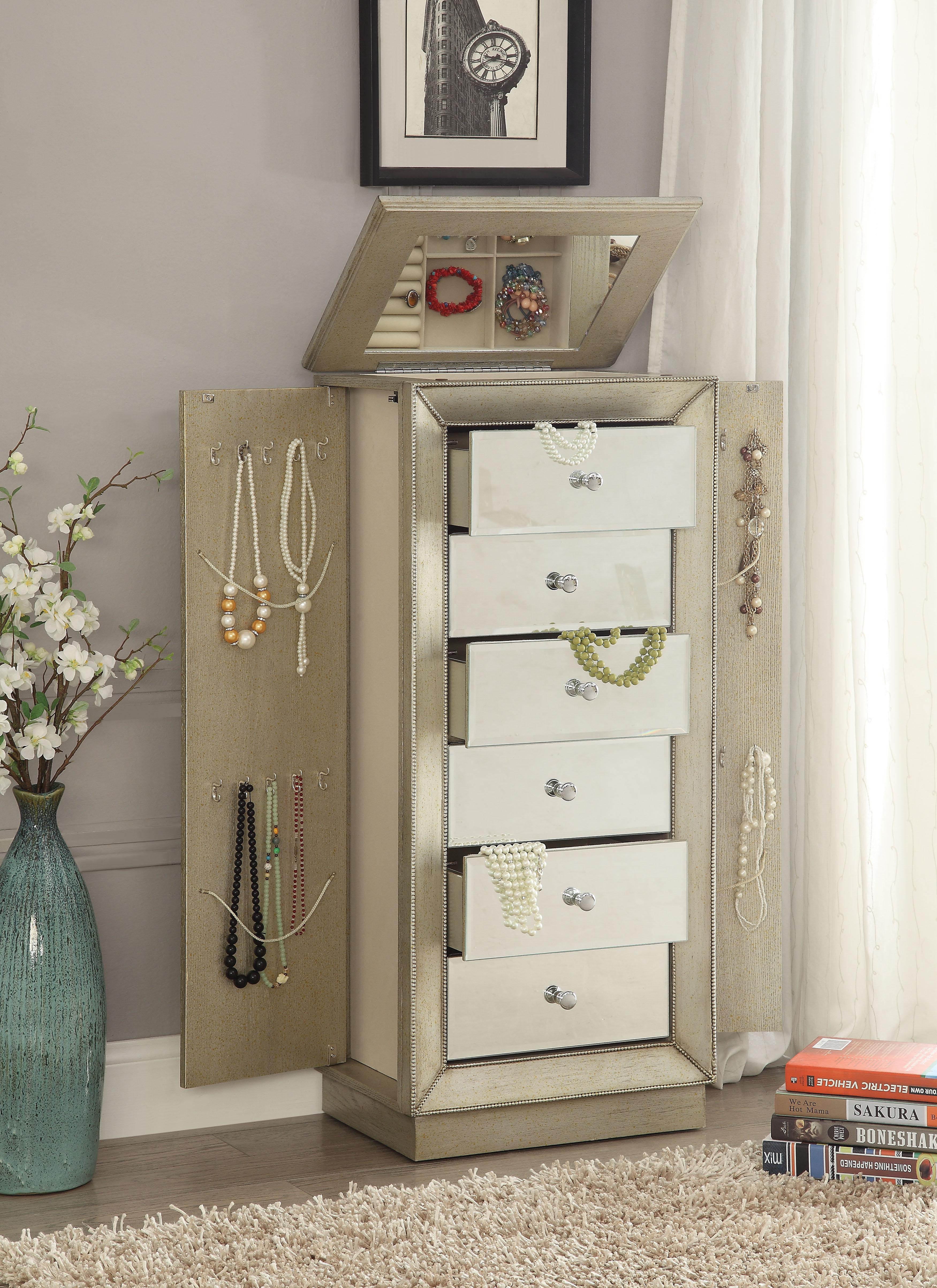 Talor Antique Gold Jewelry Armoire - Ideal Furniture (Fresno,CA)