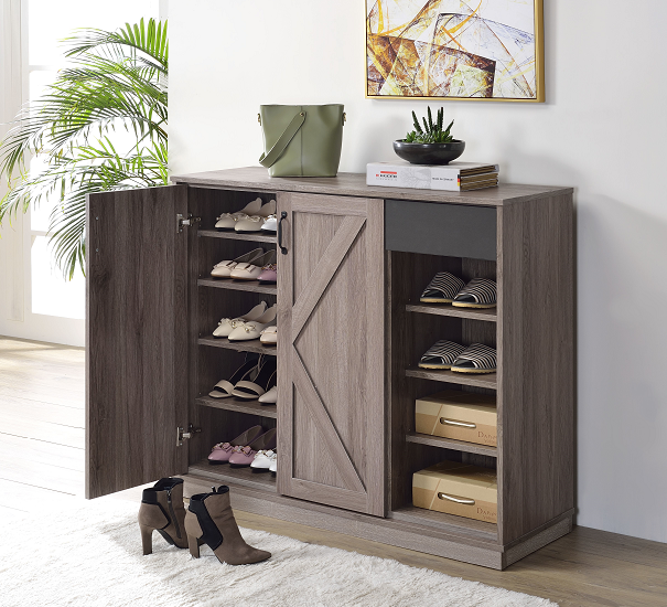 Toski Rustic Gray Oak Cabinet - Ideal Furniture (Fresno,CA)