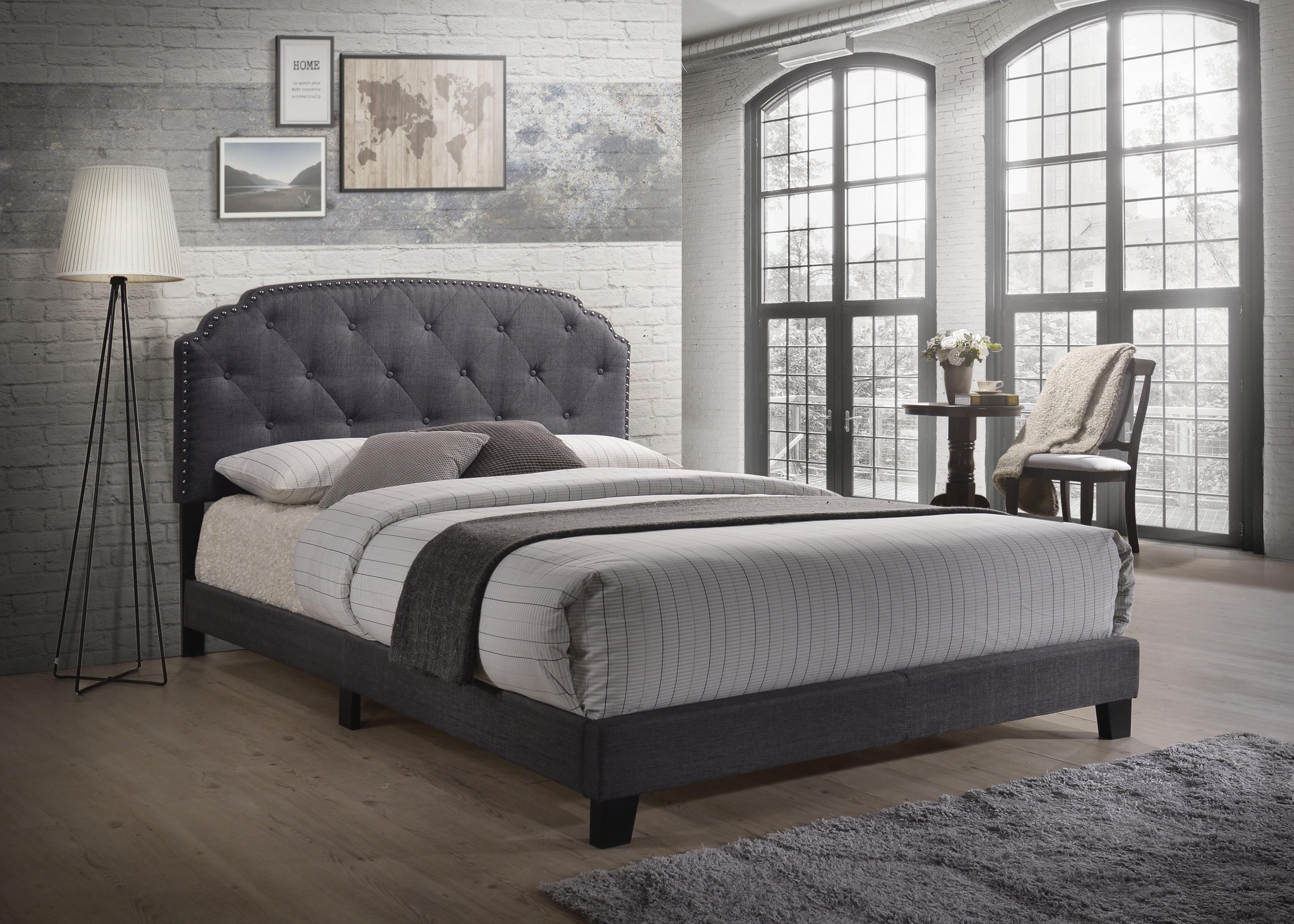Tradilla Gray Fabric Queen Bed - Ideal Furniture (Fresno,CA)