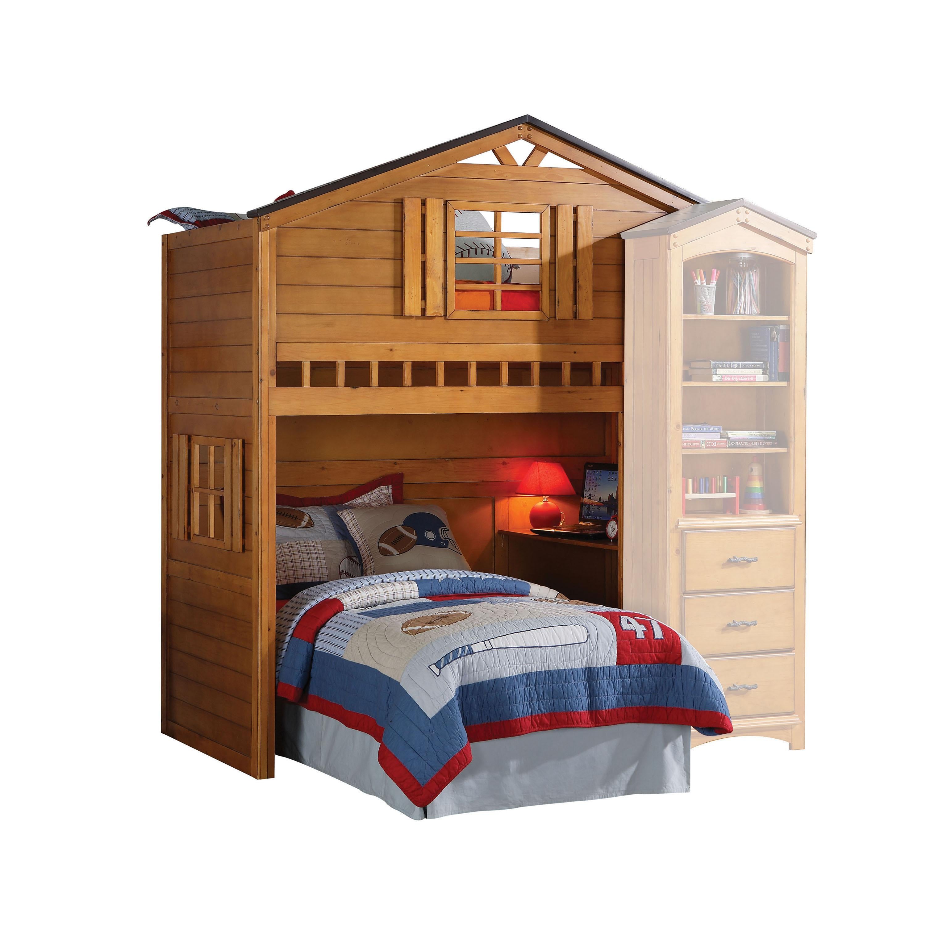 Tree House Rustic Oak Loft Bed (Twin Size) - Ideal Furniture (Fresno,CA)