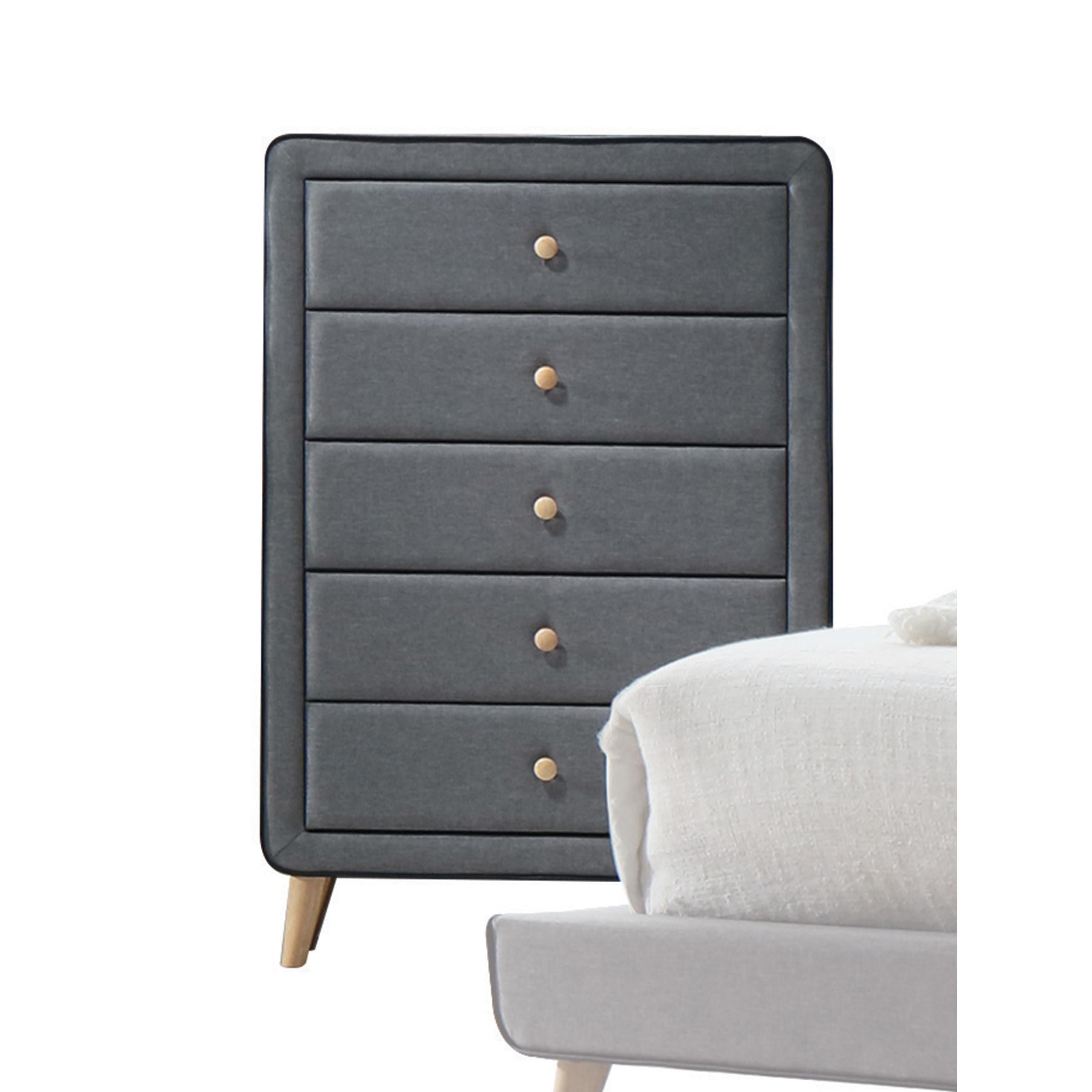 Valda Light Gray Fabric Chest - Ideal Furniture (Fresno,CA)