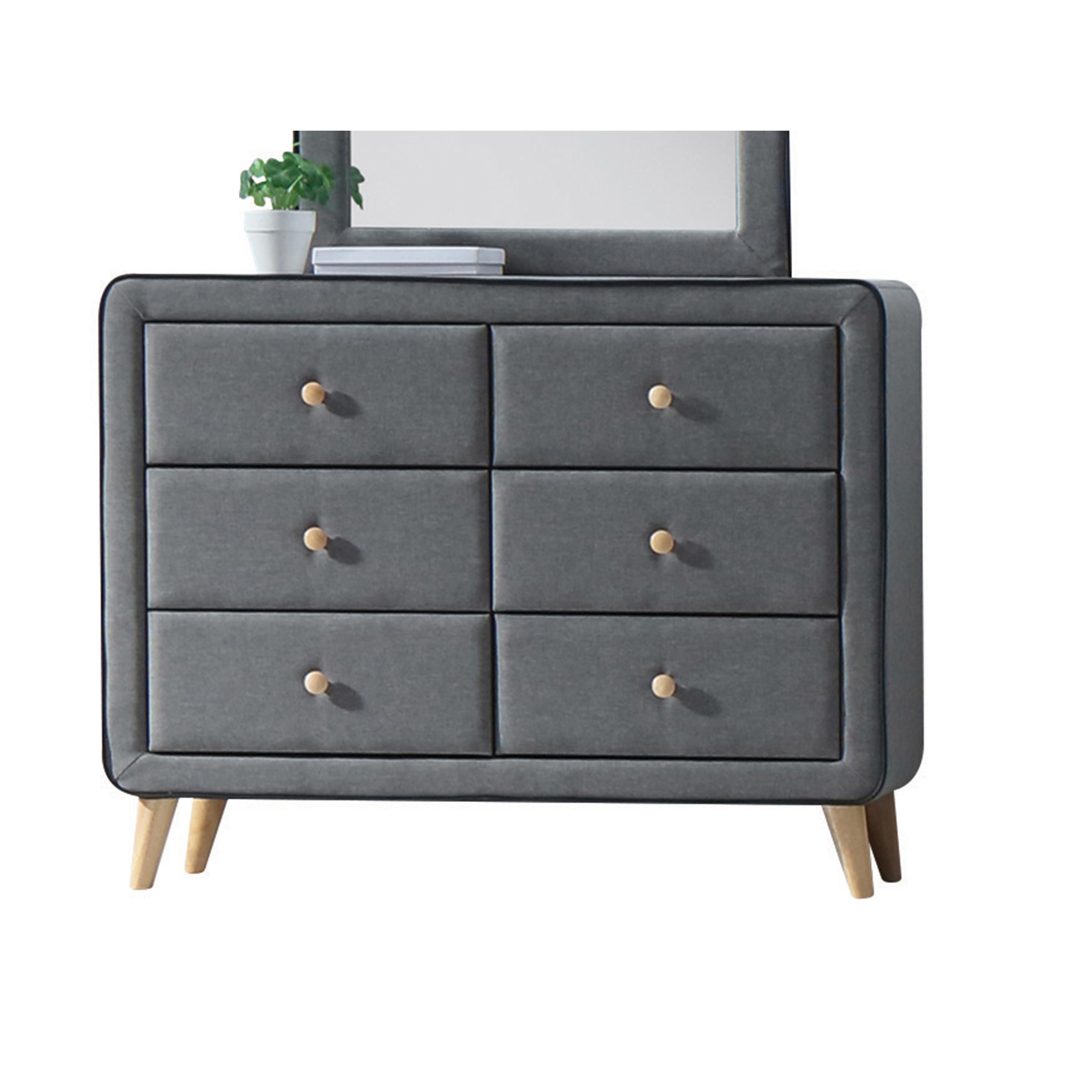 Valda Light Gray Fabric Dresser - Ideal Furniture (Fresno,CA)