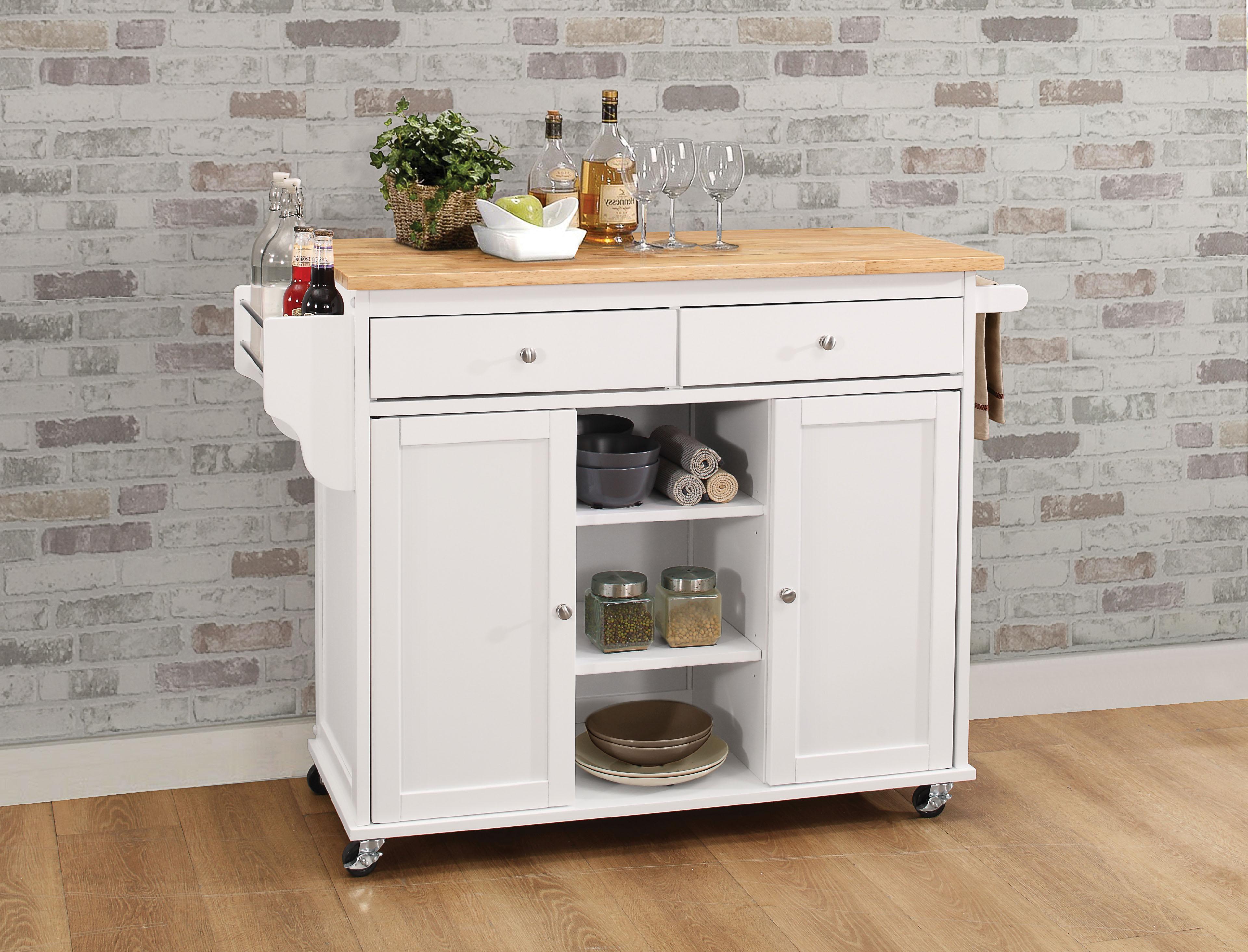 Tullarick Natural & White Kitchen Cart - Ideal Furniture (Fresno,CA)