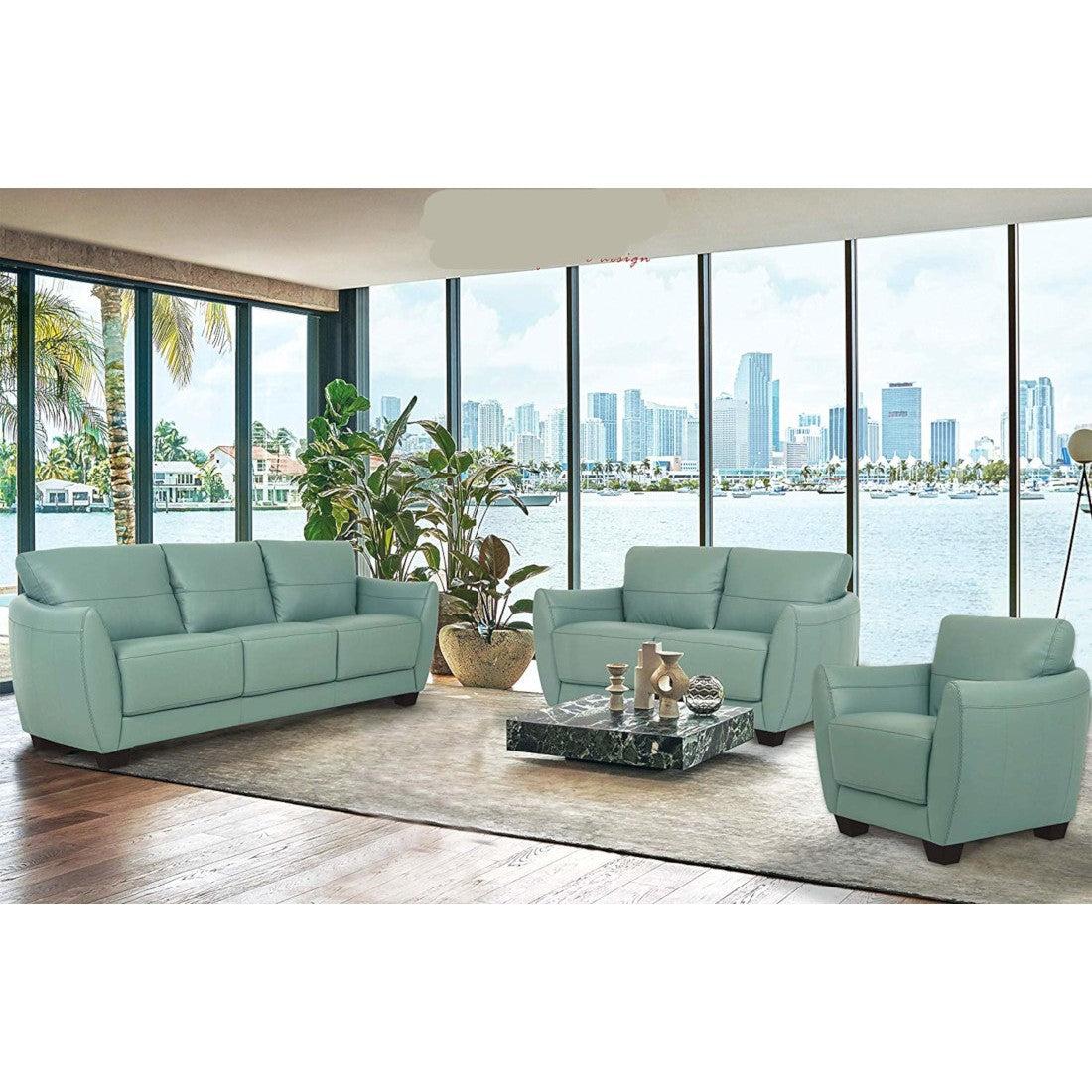 Valeria Watery Leather 3-Piece Living Room Set - Ideal Furniture (Fresno,CA)