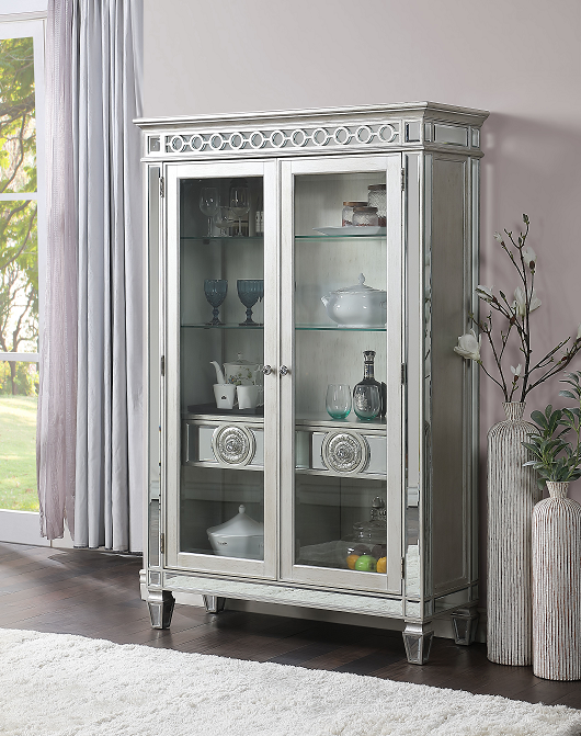 Varian Mirrored & Antique Platinum Curio - Ideal Furniture (Fresno,CA)