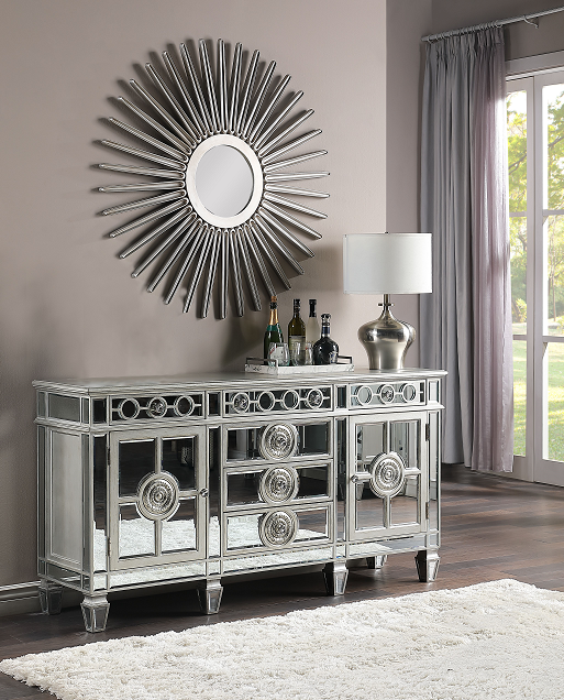 Varian Mirrored & Antique Platinum Server - Ideal Furniture (Fresno,CA)