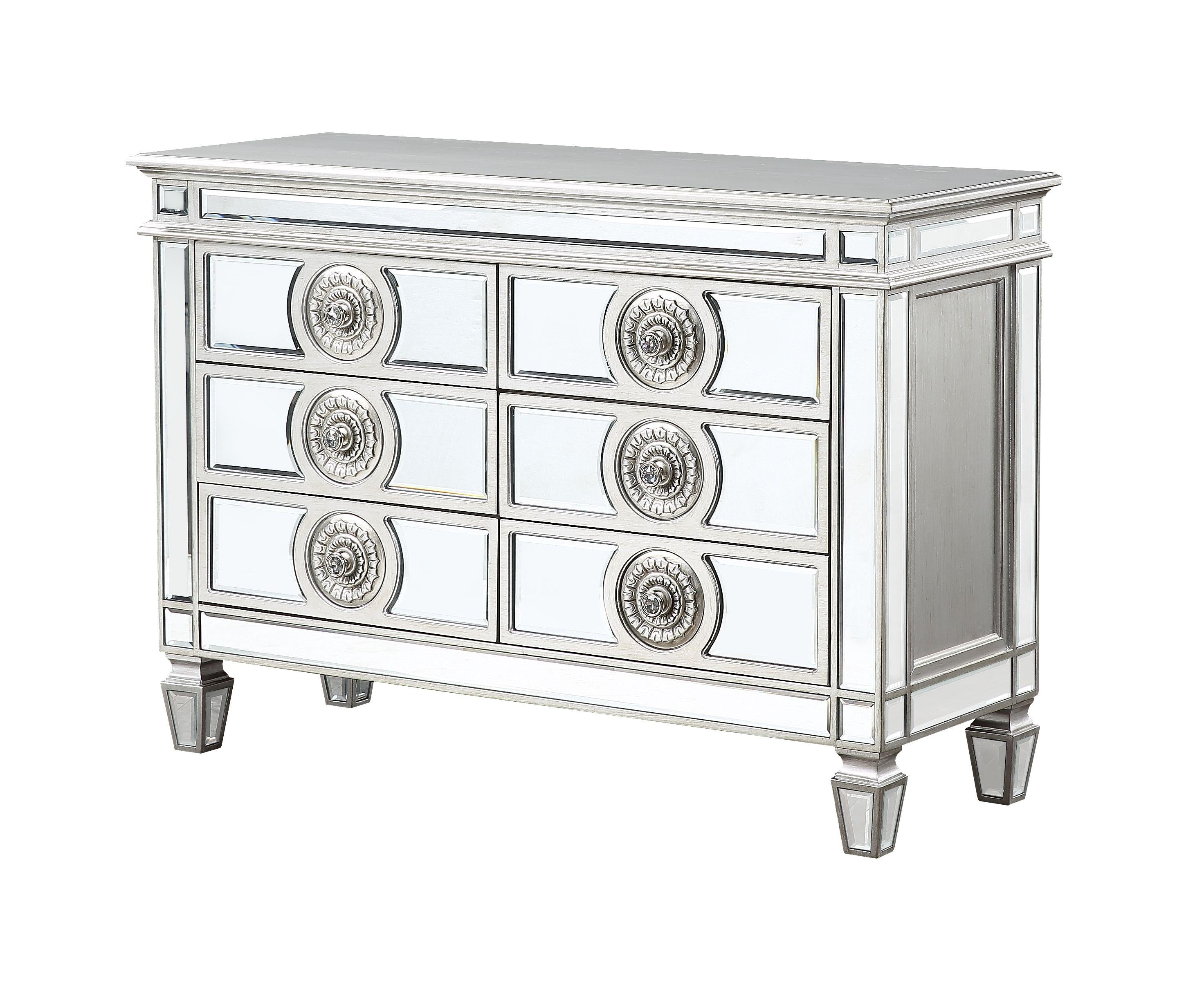 Varian Mirrored & Antique Platinum Server - Ideal Furniture (Fresno,CA)