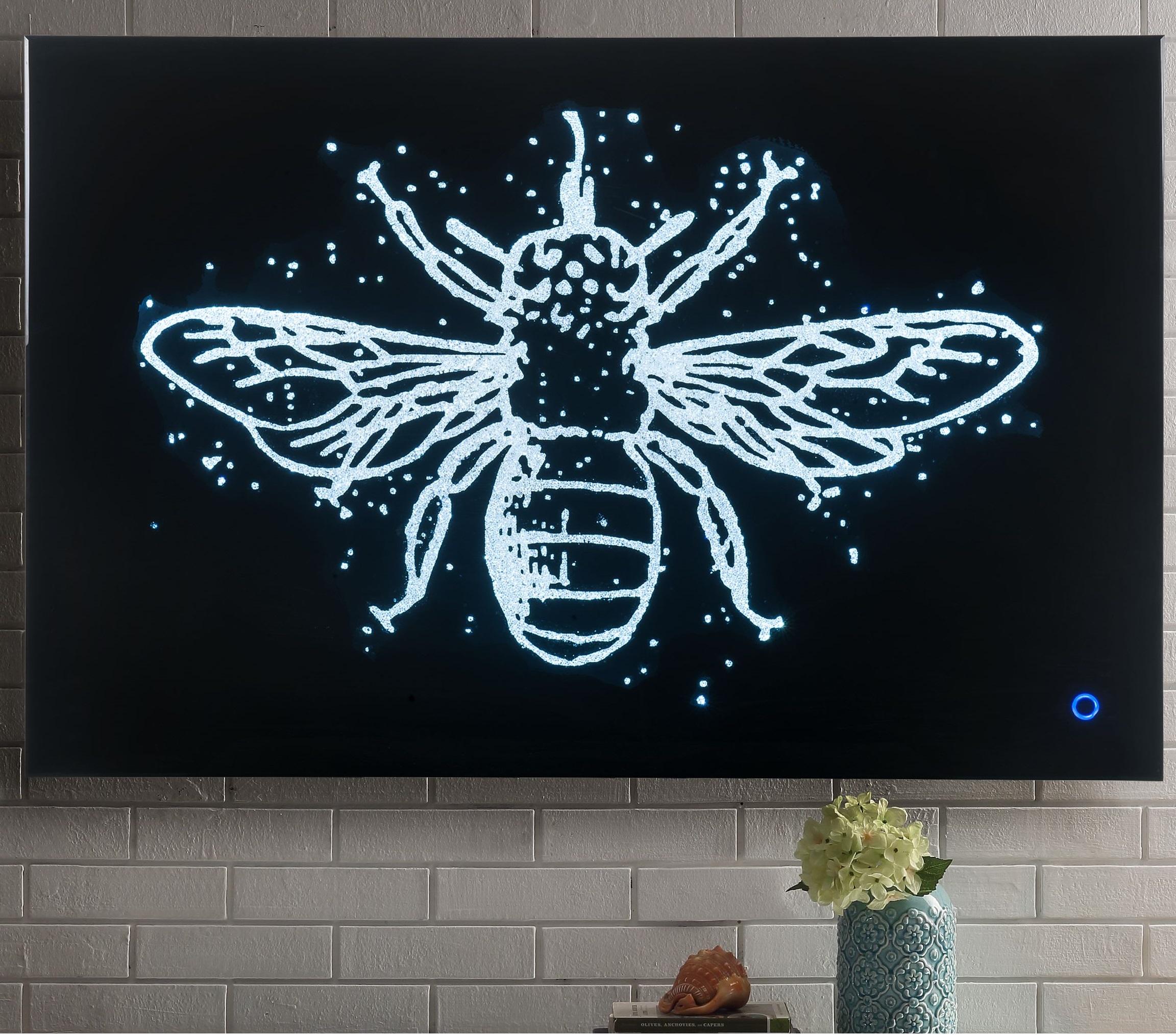 Vedris Smoky Glass & Faux Crystal Wall Art (LED) - Ideal Furniture (Fresno,CA)