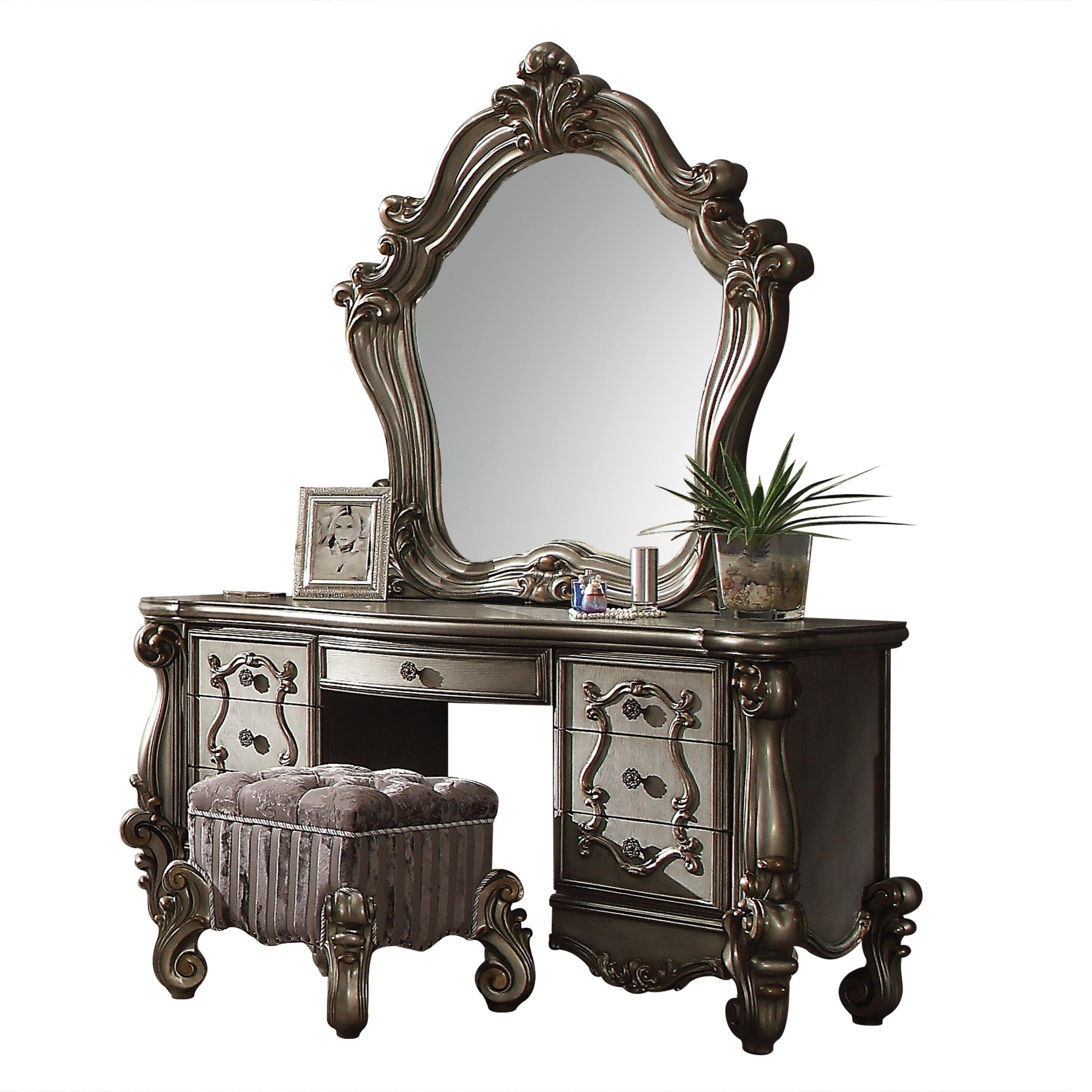Versailles Antique Platinum Mirror - Ideal Furniture (Fresno,CA)