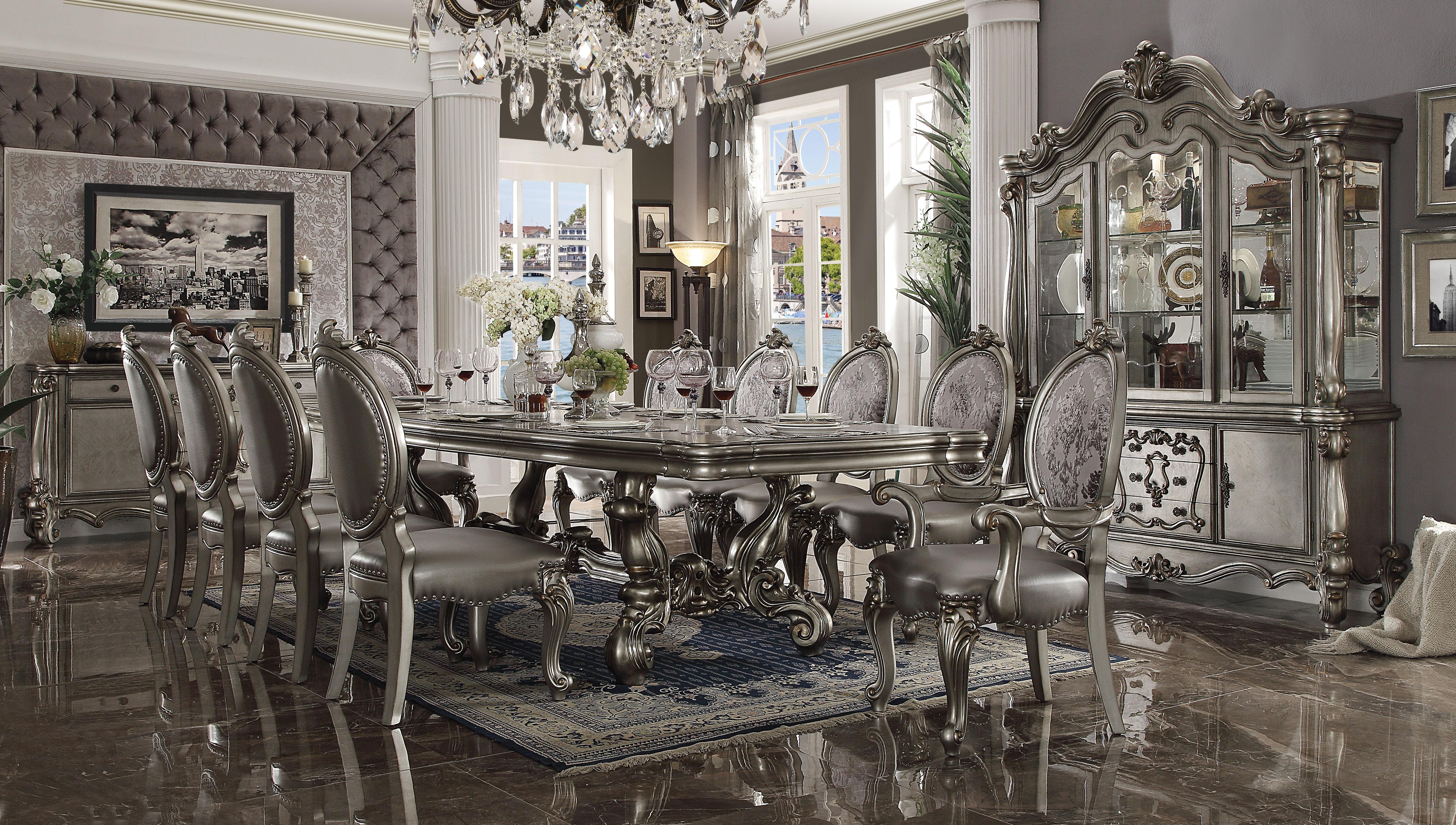 Versailles Antique Platinum Dining Table - Ideal Furniture (Fresno,CA)
