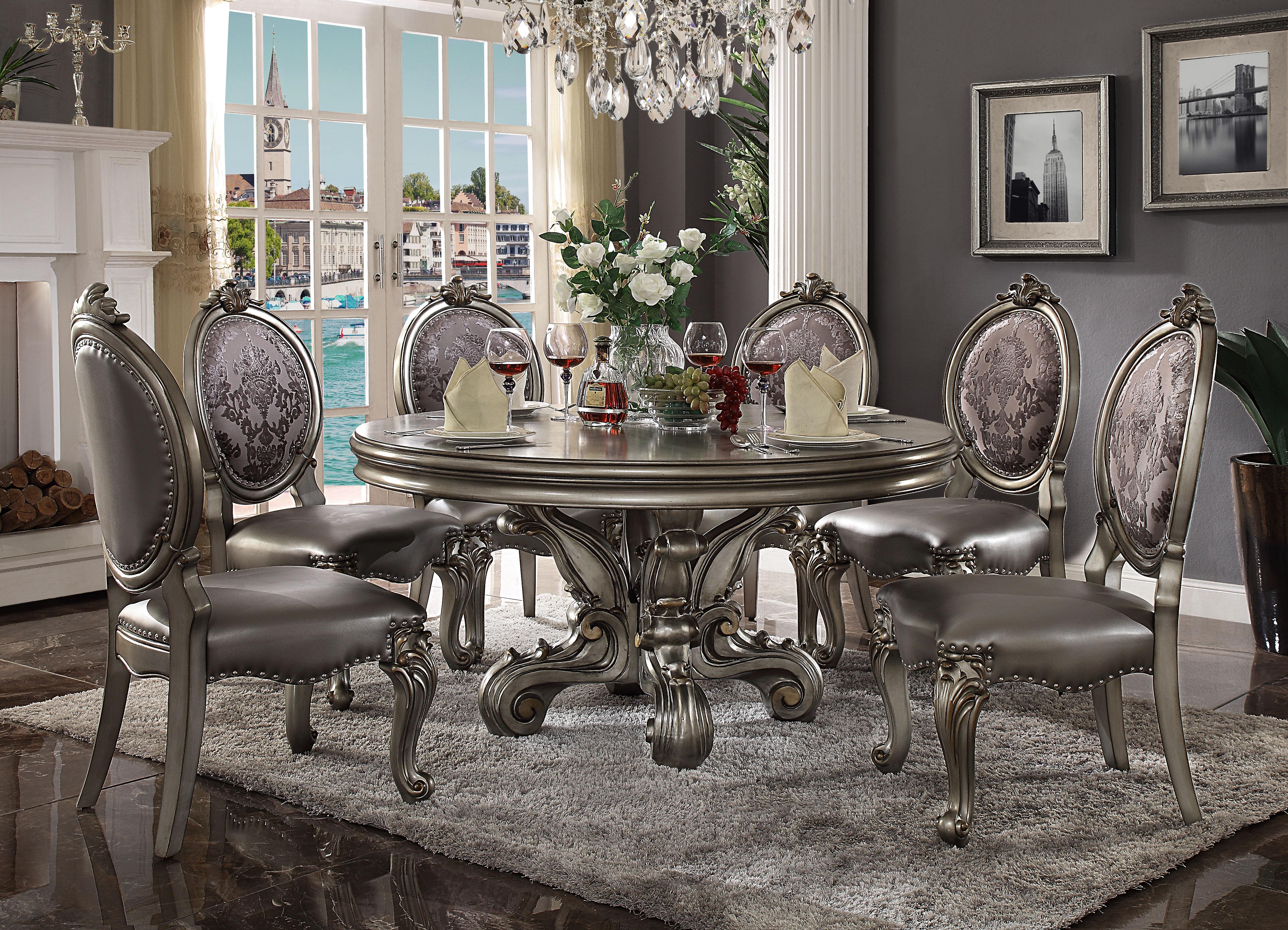 Versailles Antique Platinum Dining Table - Ideal Furniture (Fresno,CA)
