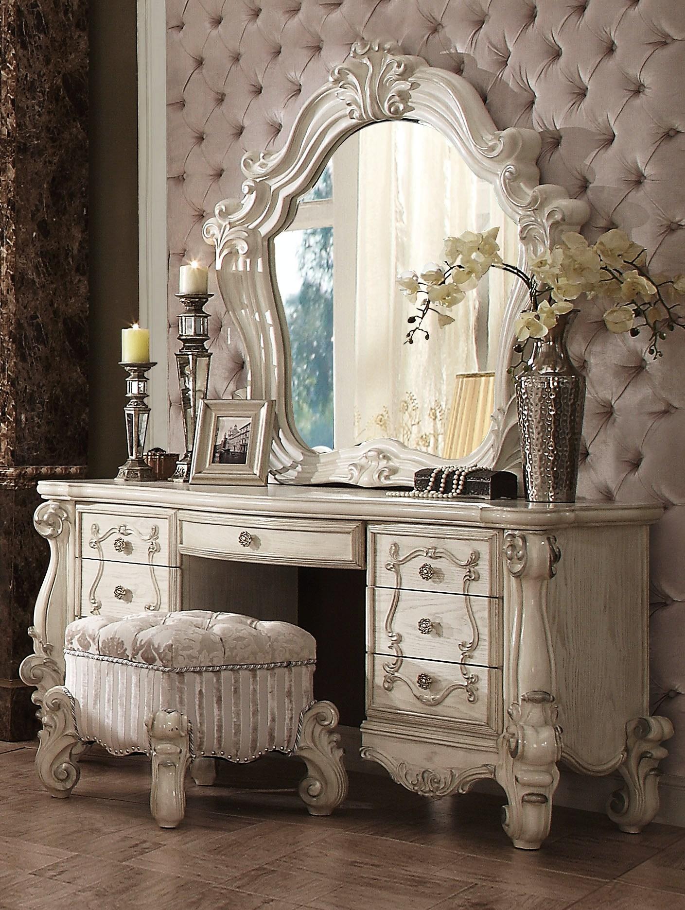 Versailles Bone White Mirror - Ideal Furniture (Fresno,CA)