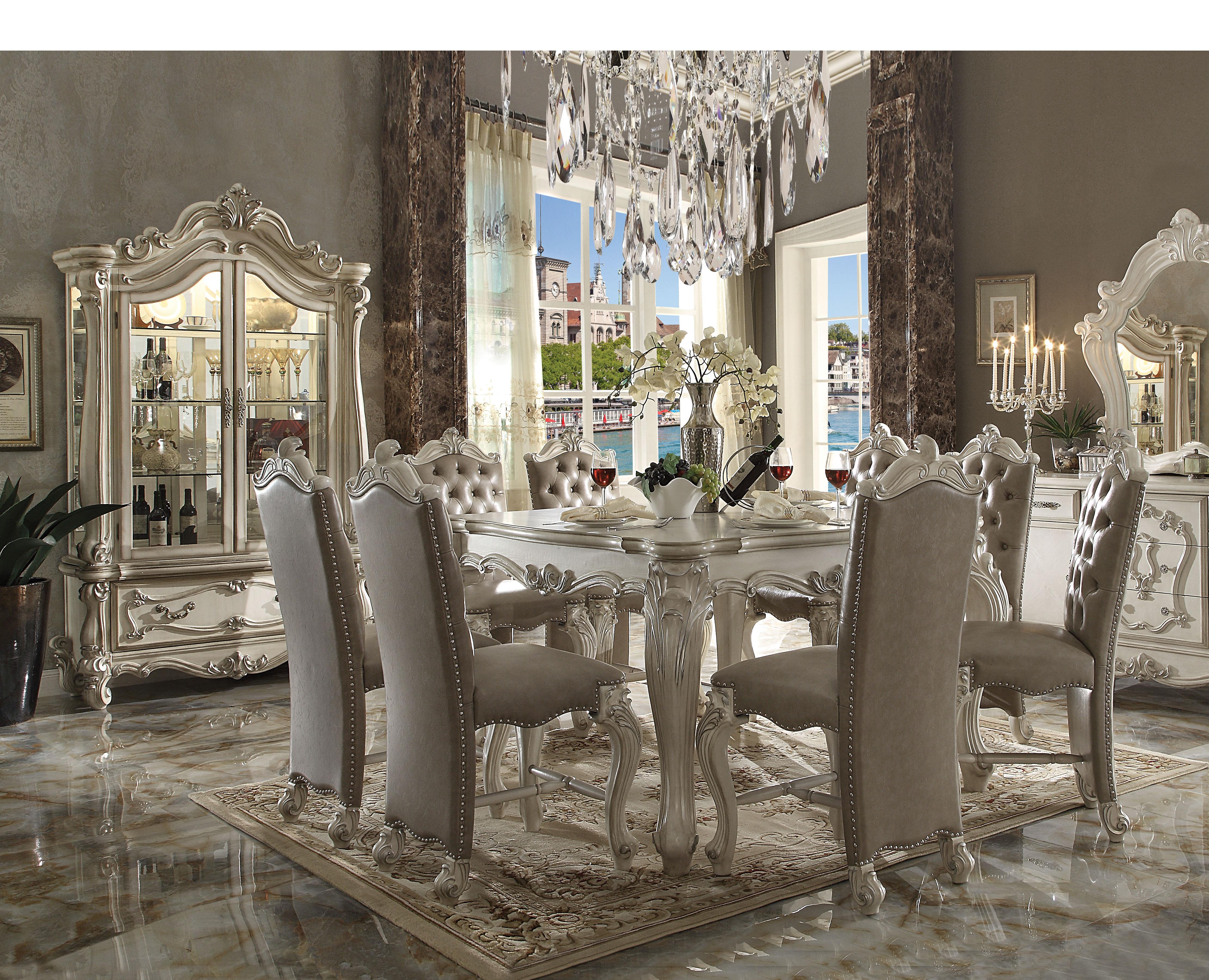 Versailles Bone White Counter Height Table - Ideal Furniture (Fresno,CA)