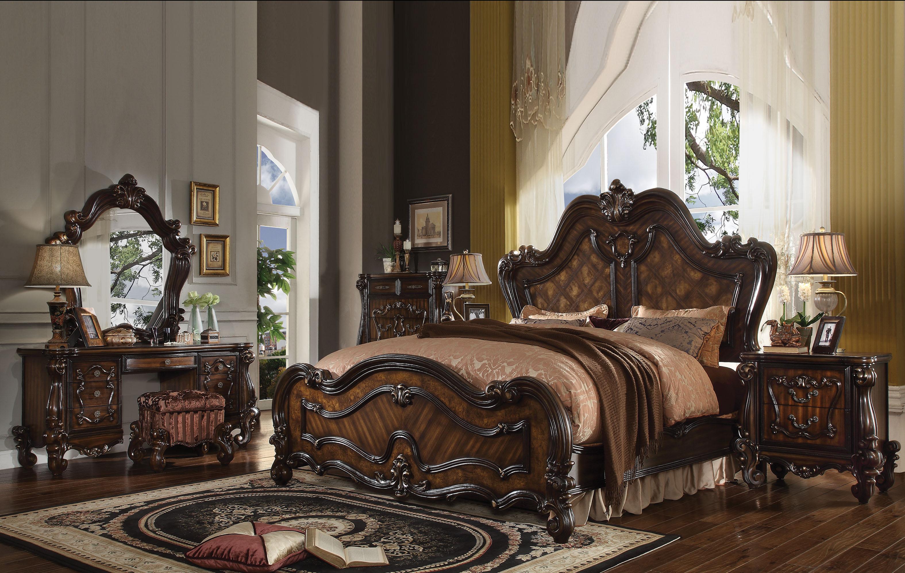 Versailles Cherry Oak Queen Bed - Ideal Furniture (Fresno,CA)