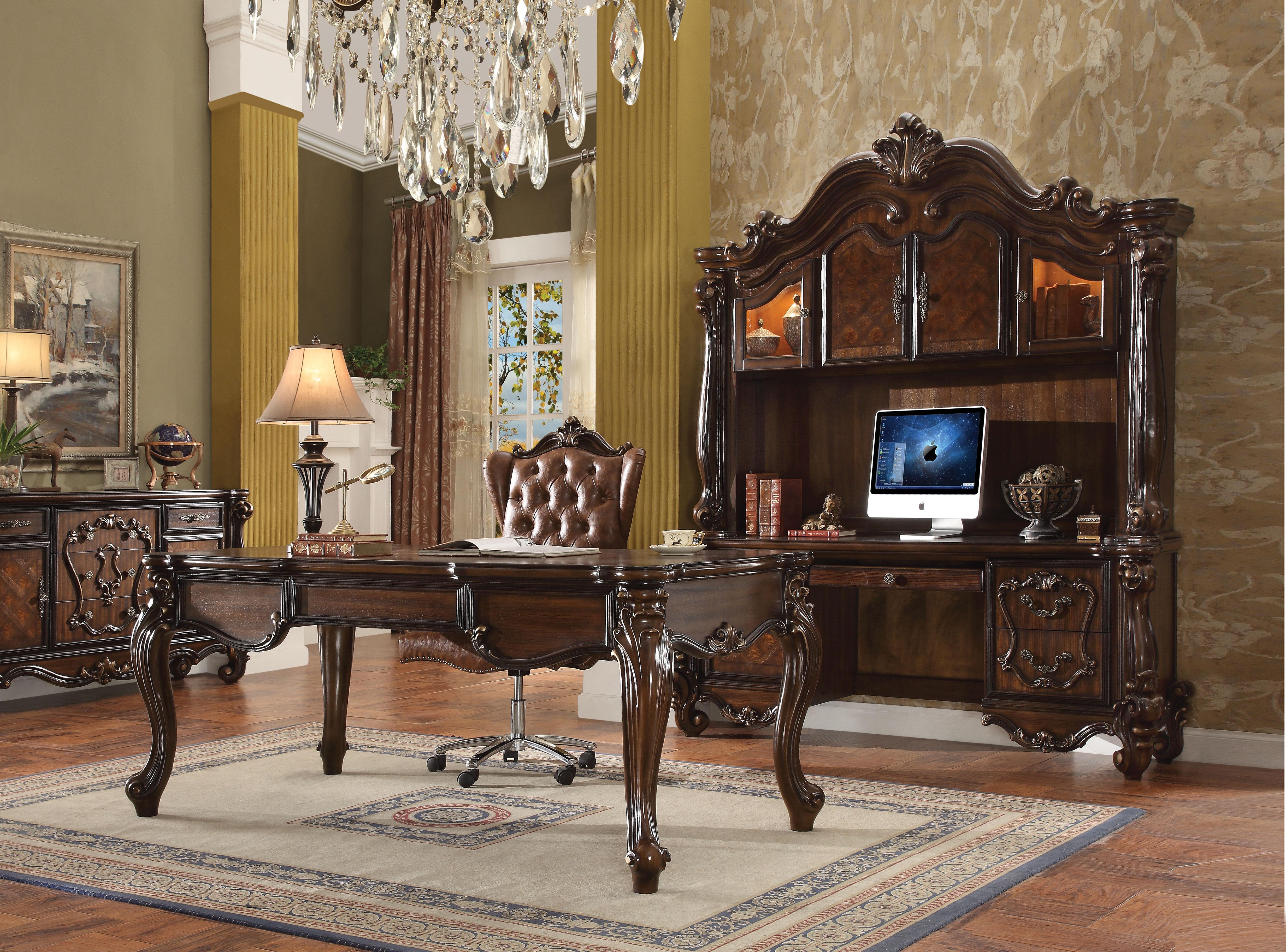 Versailles Cherry Oak Computer Desk & Hutch - Ideal Furniture (Fresno,CA)
