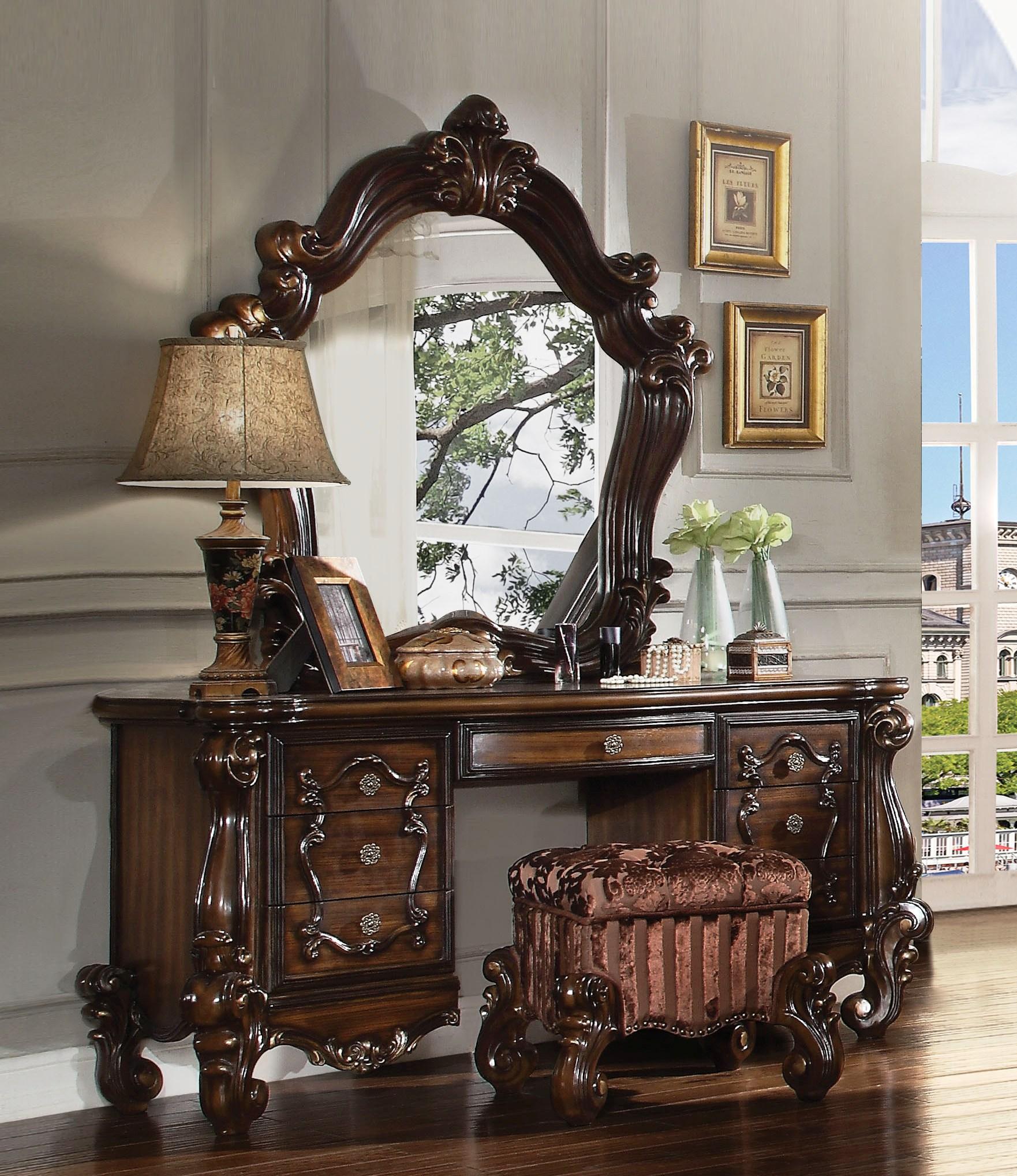 Versailles Cherry Oak Vanity Desk - Ideal Furniture (Fresno,CA)