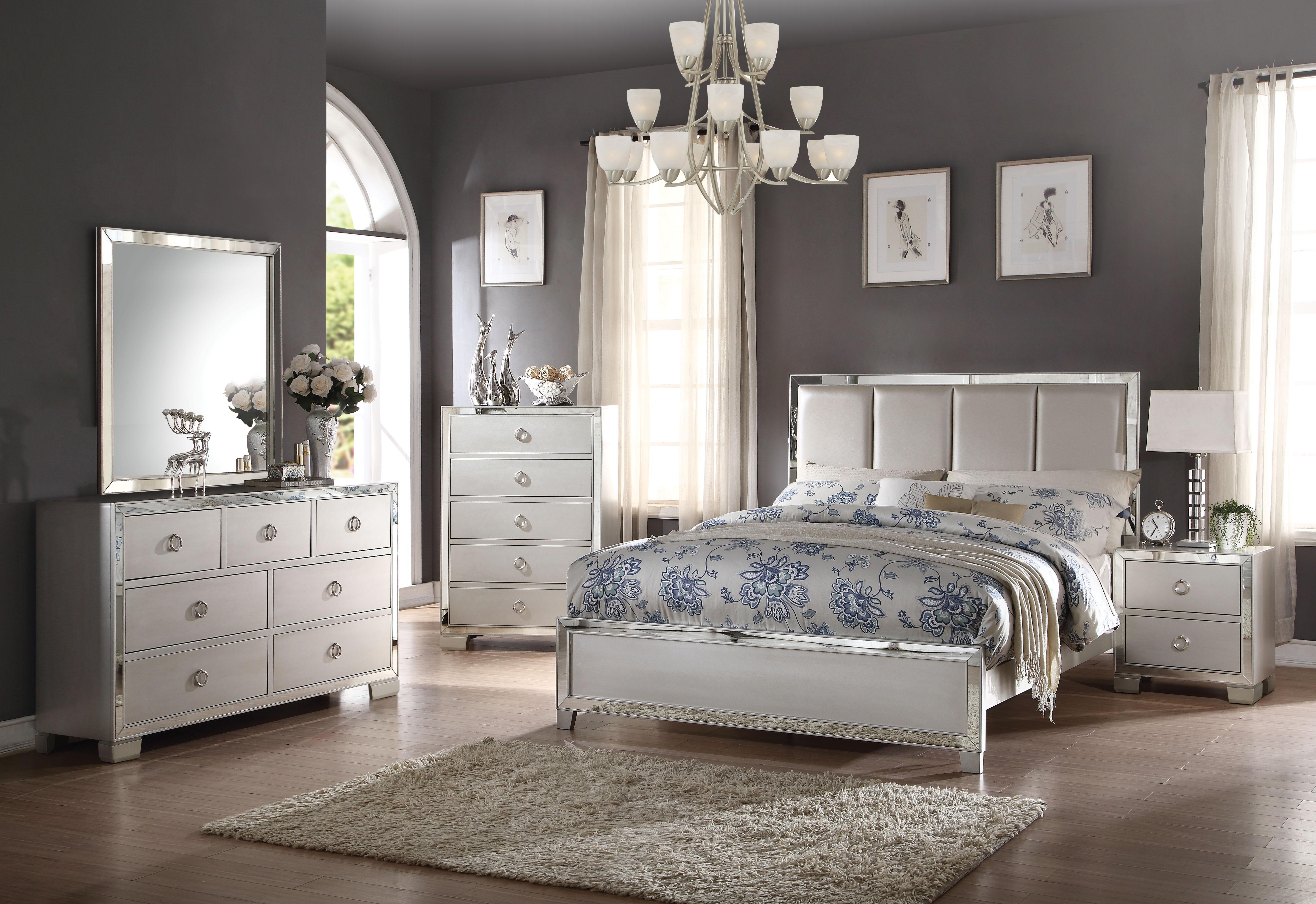 Voeville II Platinum PU & Platinum Eastern King Bed - Ideal Furniture (Fresno,CA)