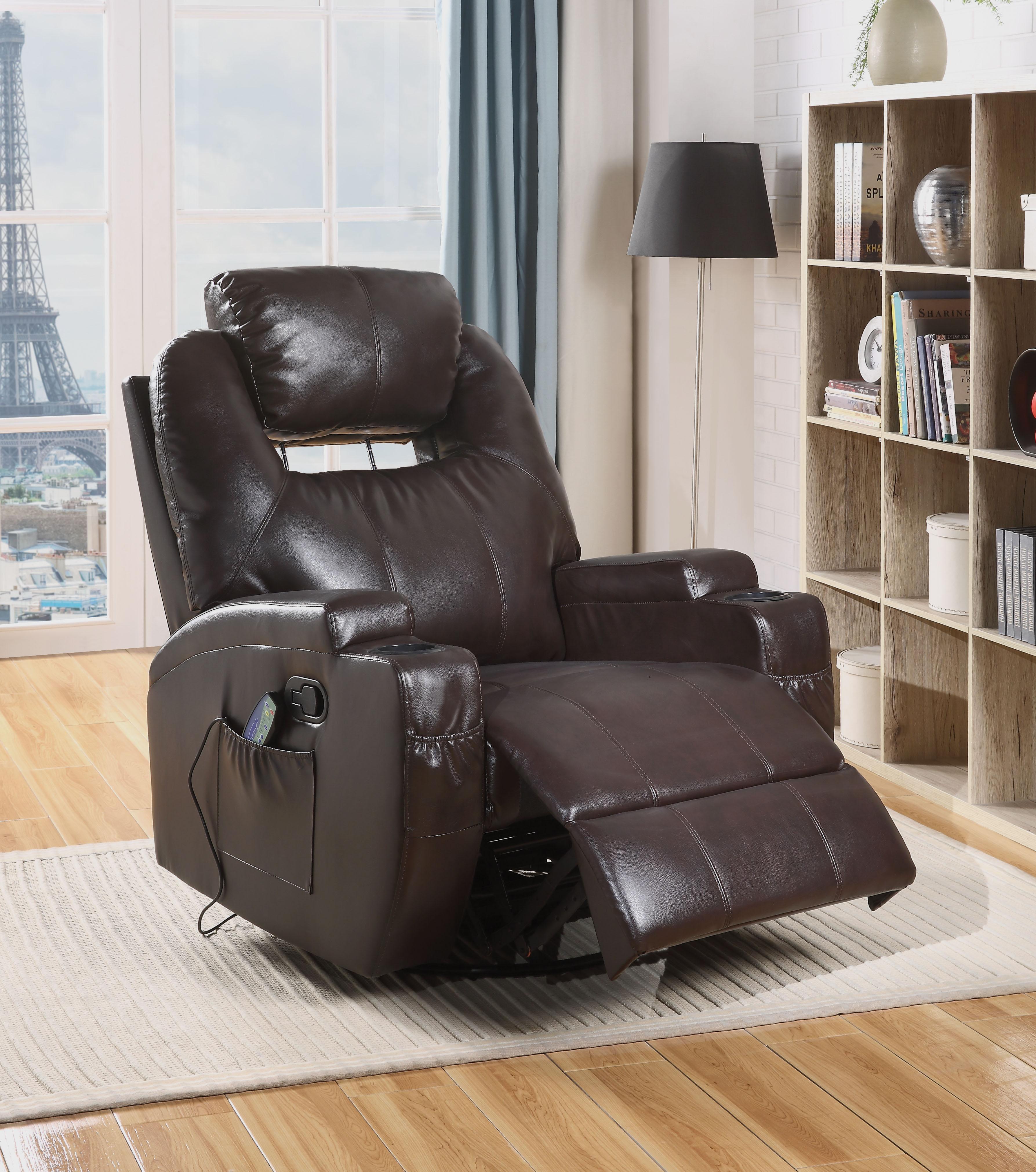 Waterlily Brown PU Rocker Recliner (Motion) - Ideal Furniture (Fresno,CA)