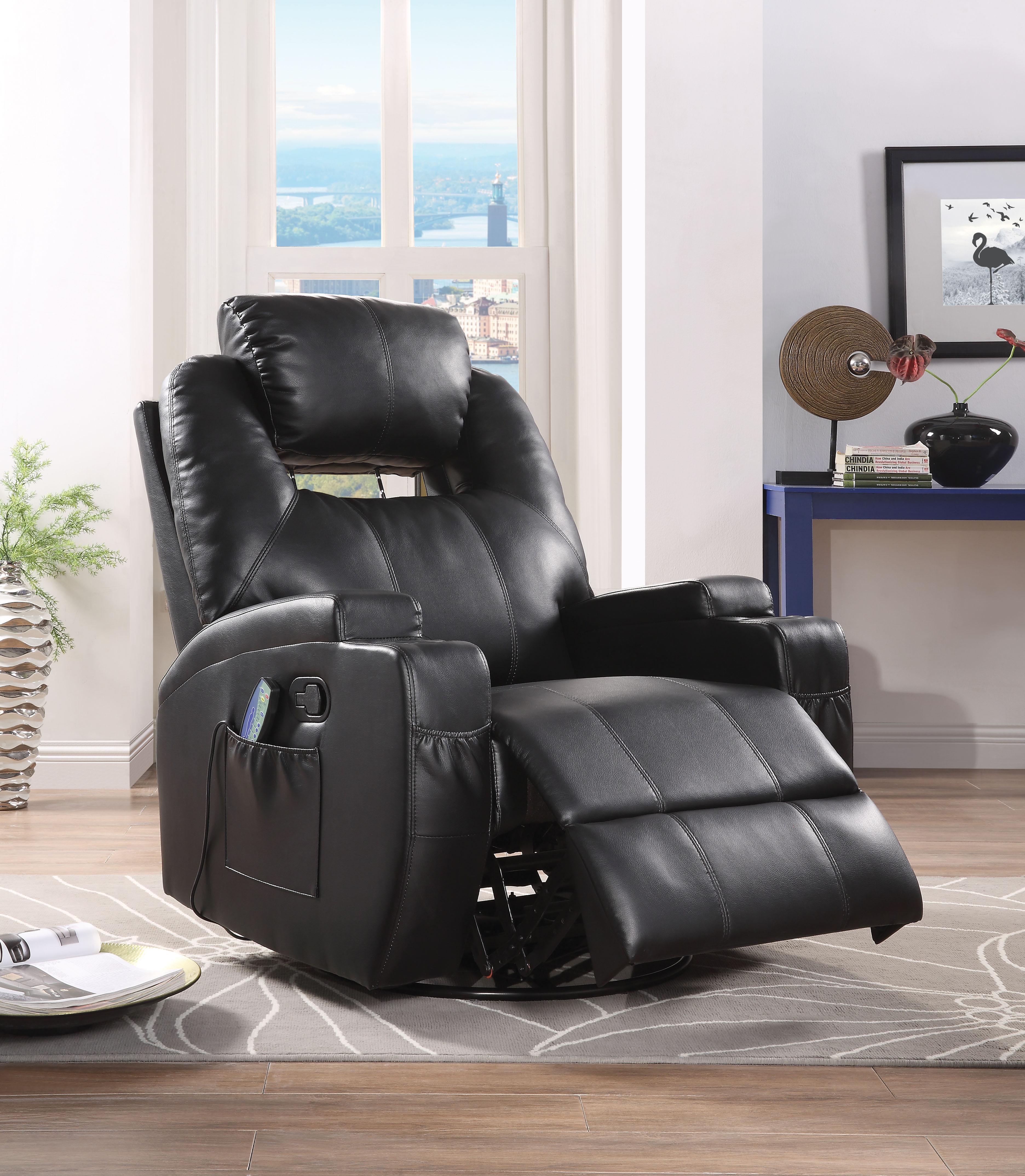 Waterlily Black PU Rocker Recliner (Motion) - Ideal Furniture (Fresno,CA)