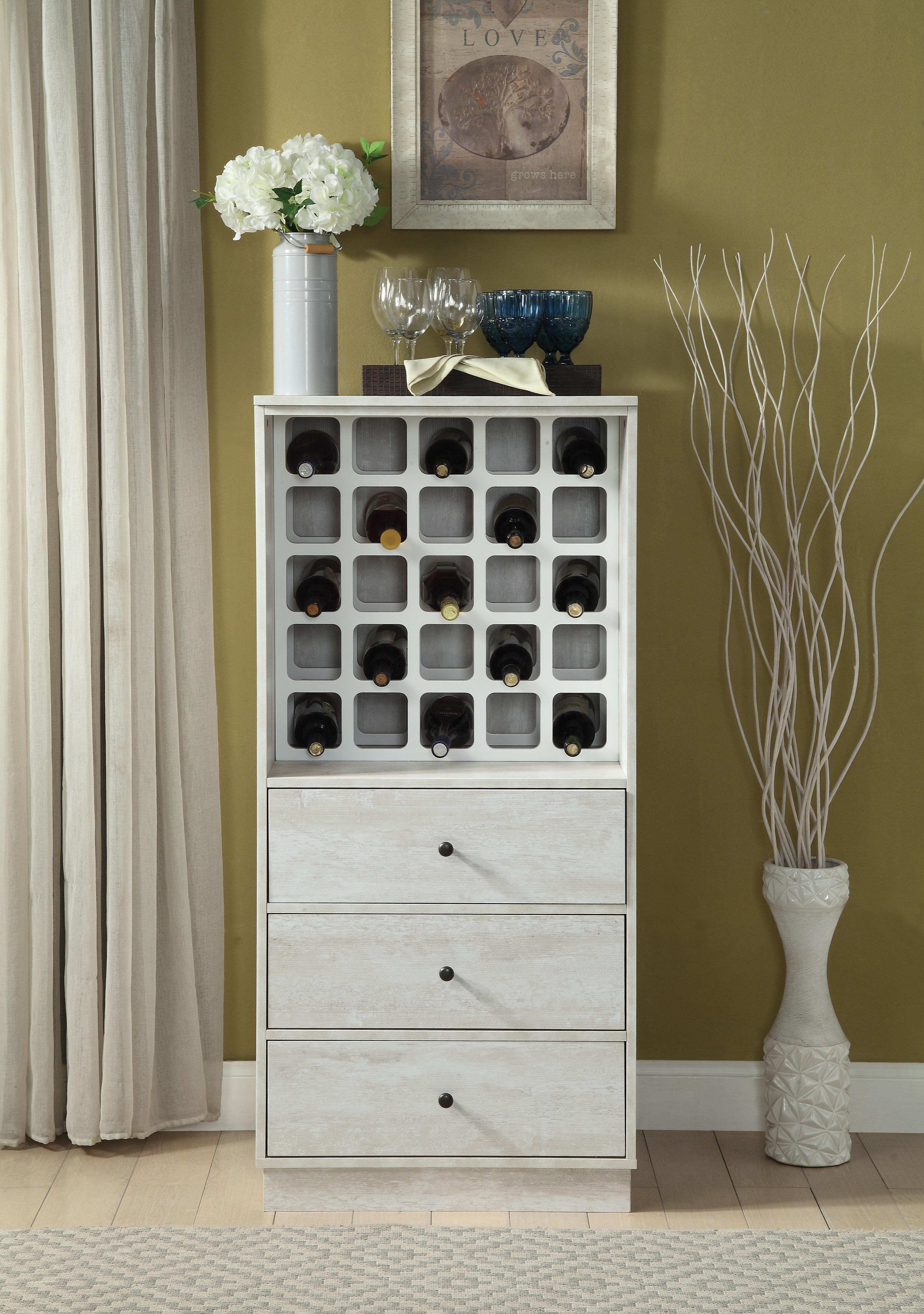 Wiesta Antique White Wine Cabinet - Ideal Furniture (Fresno,CA)