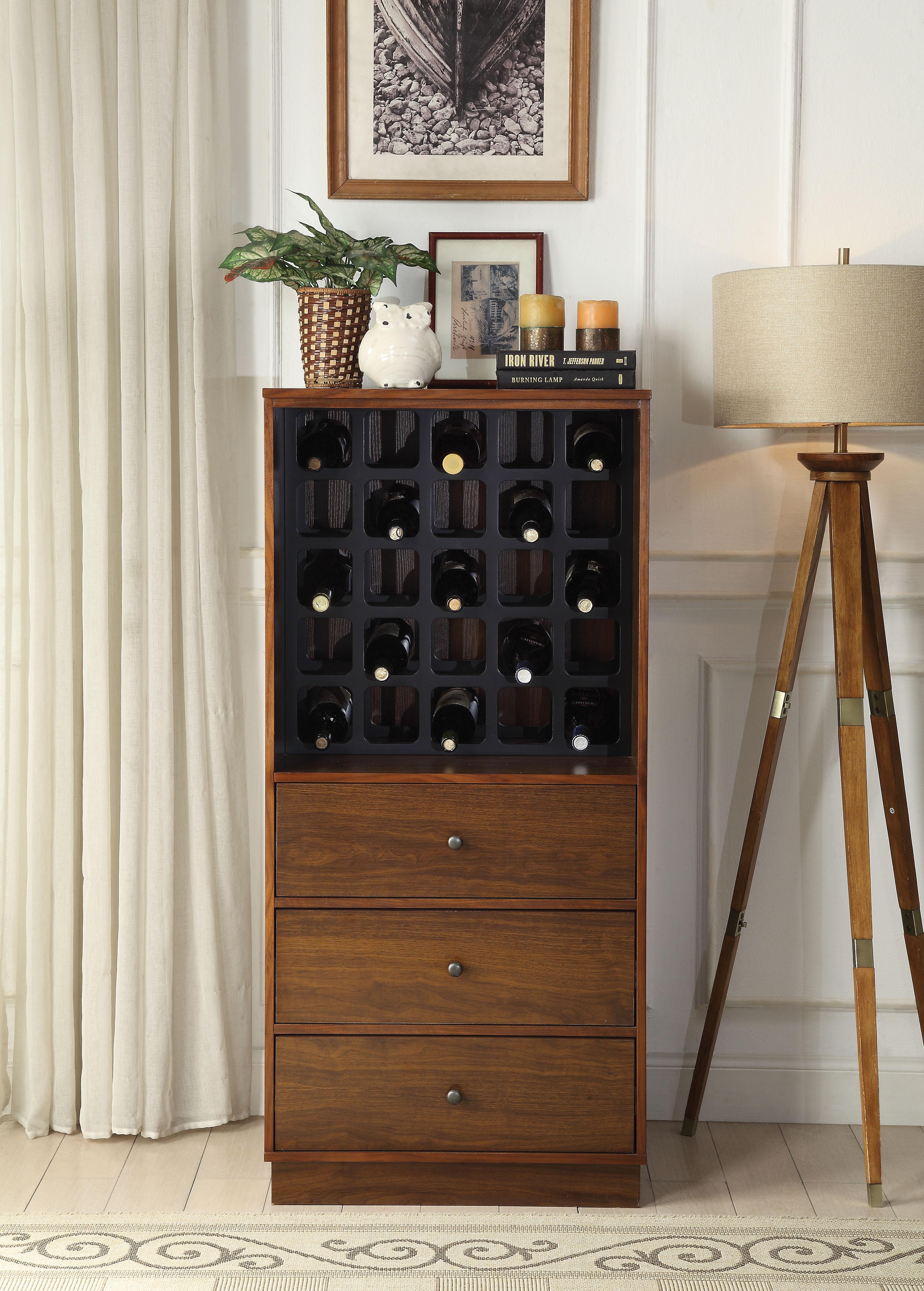 Wiesta Walnut Wine Cabinet - Ideal Furniture (Fresno,CA)