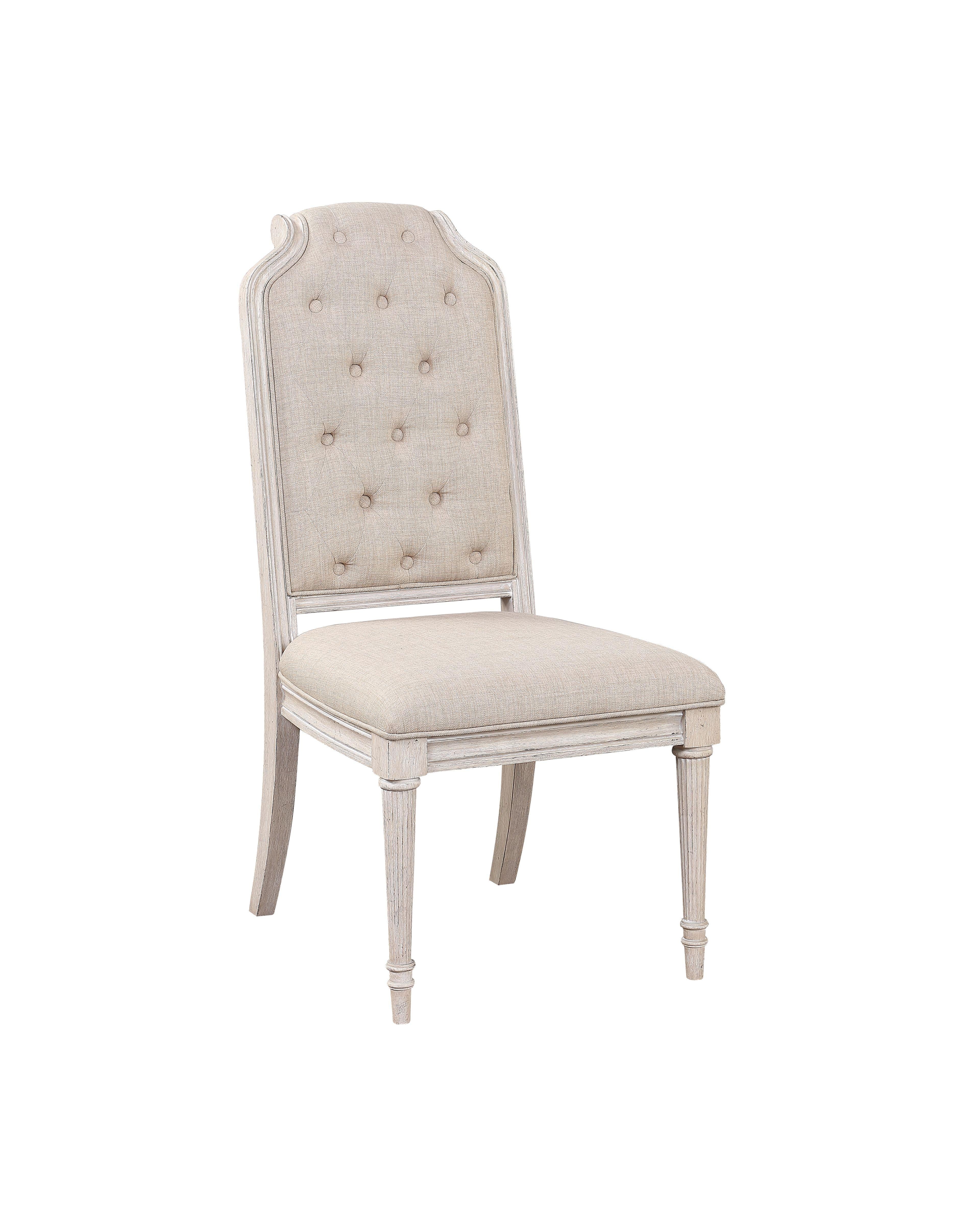 Wynsor Fabric & Antique Champagne Side Chair - Ideal Furniture (Fresno,CA)