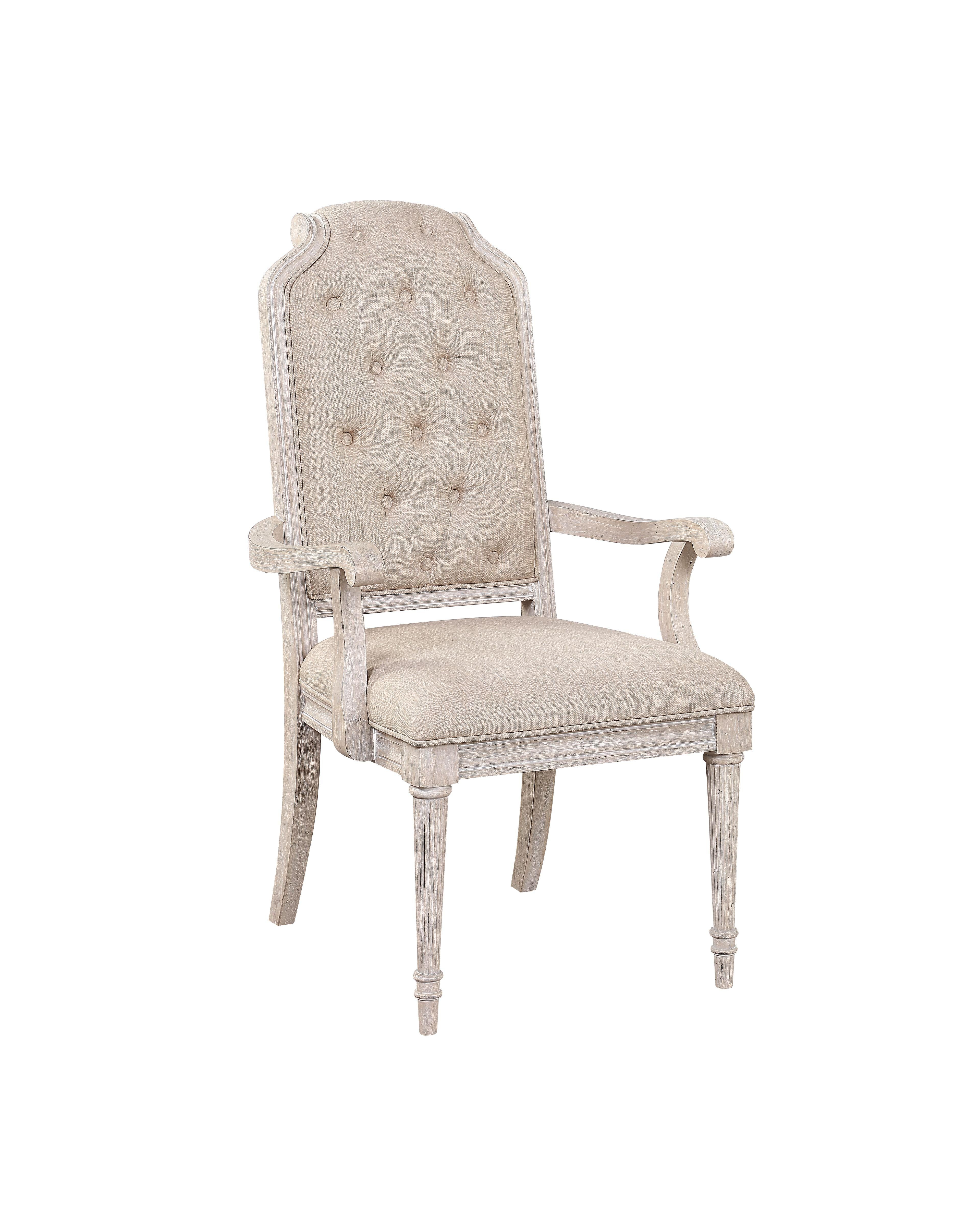 Wynsor Fabric & Antique Champagne Arm Chair - Ideal Furniture (Fresno,CA)