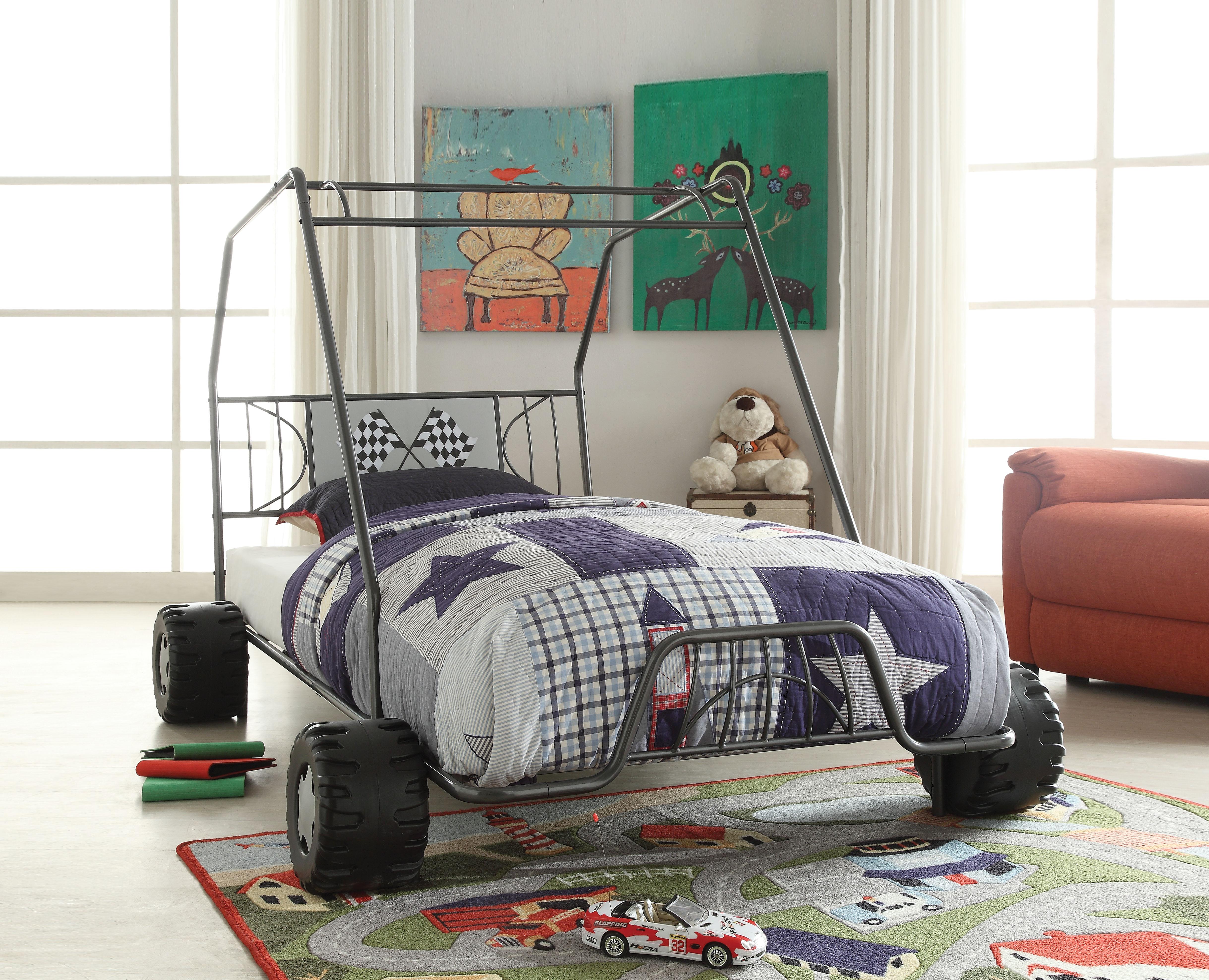 Xander Gunmetal Go Kart Twin Bed - Ideal Furniture (Fresno,CA)