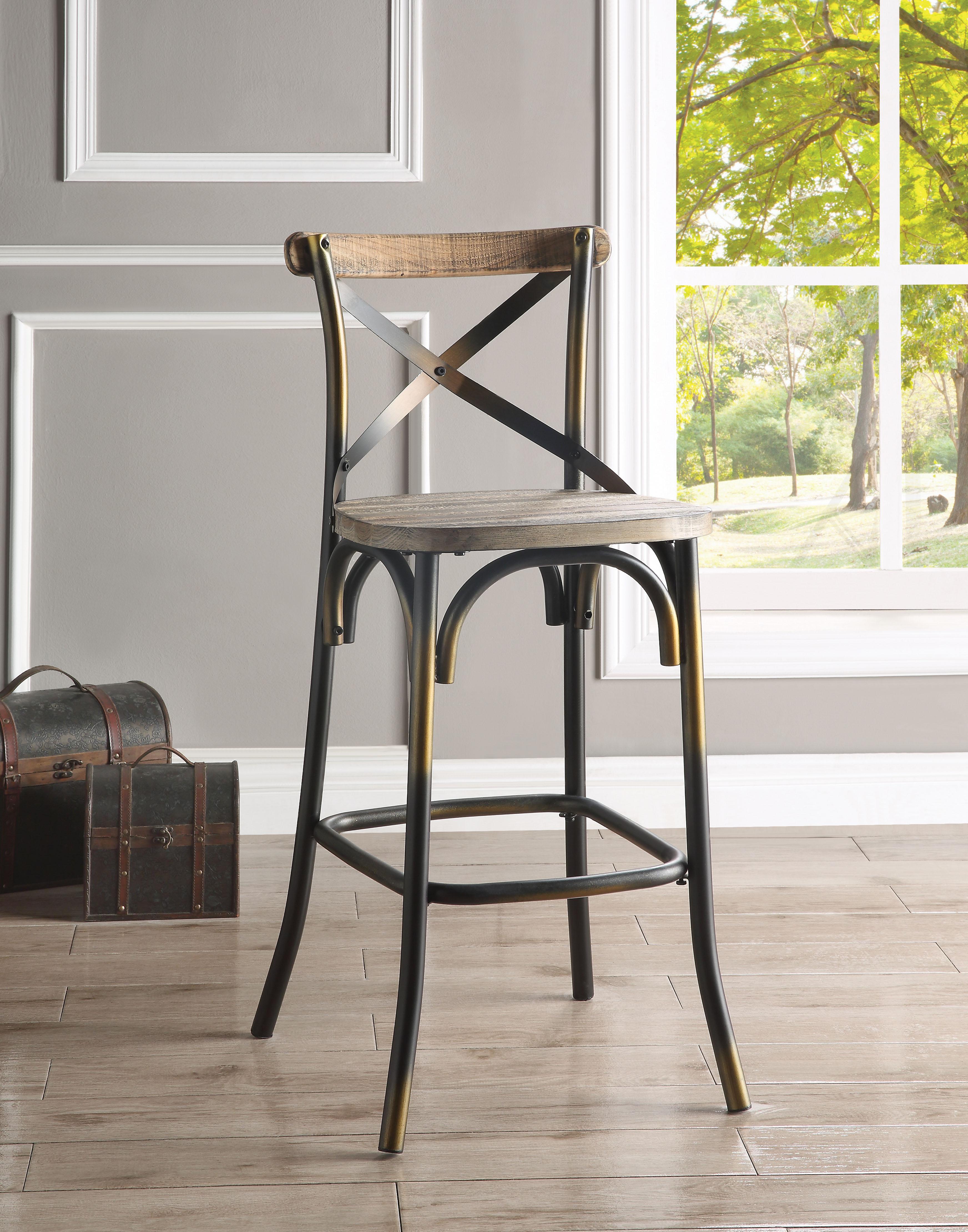 Zaire Antique Copper & Antique Oak Bar Chair (1Pc) - Ideal Furniture (Fresno,CA)
