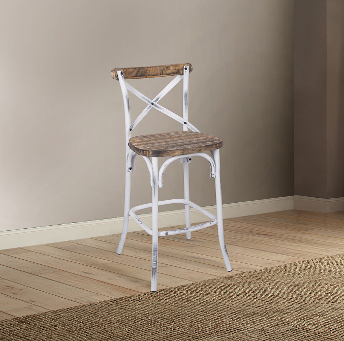 Zaire Antique White & Antique Oak Bar Chair (1Pc) - Ideal Furniture (Fresno,CA)