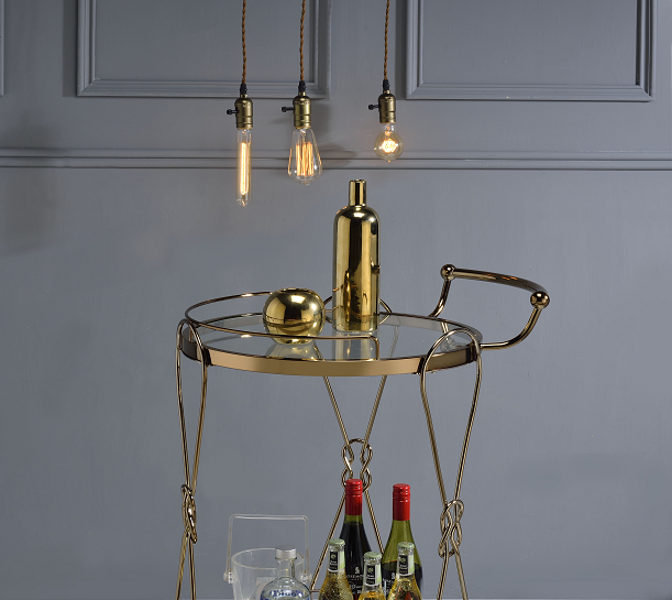 Zekera Champagne Serving Cart - Ideal Furniture (Fresno,CA)