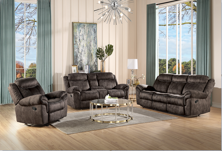 Zubaida 2-Tone Chocolate Velvet Sofa (Glider & Motion) - Ideal Furniture (Fresno,CA)
