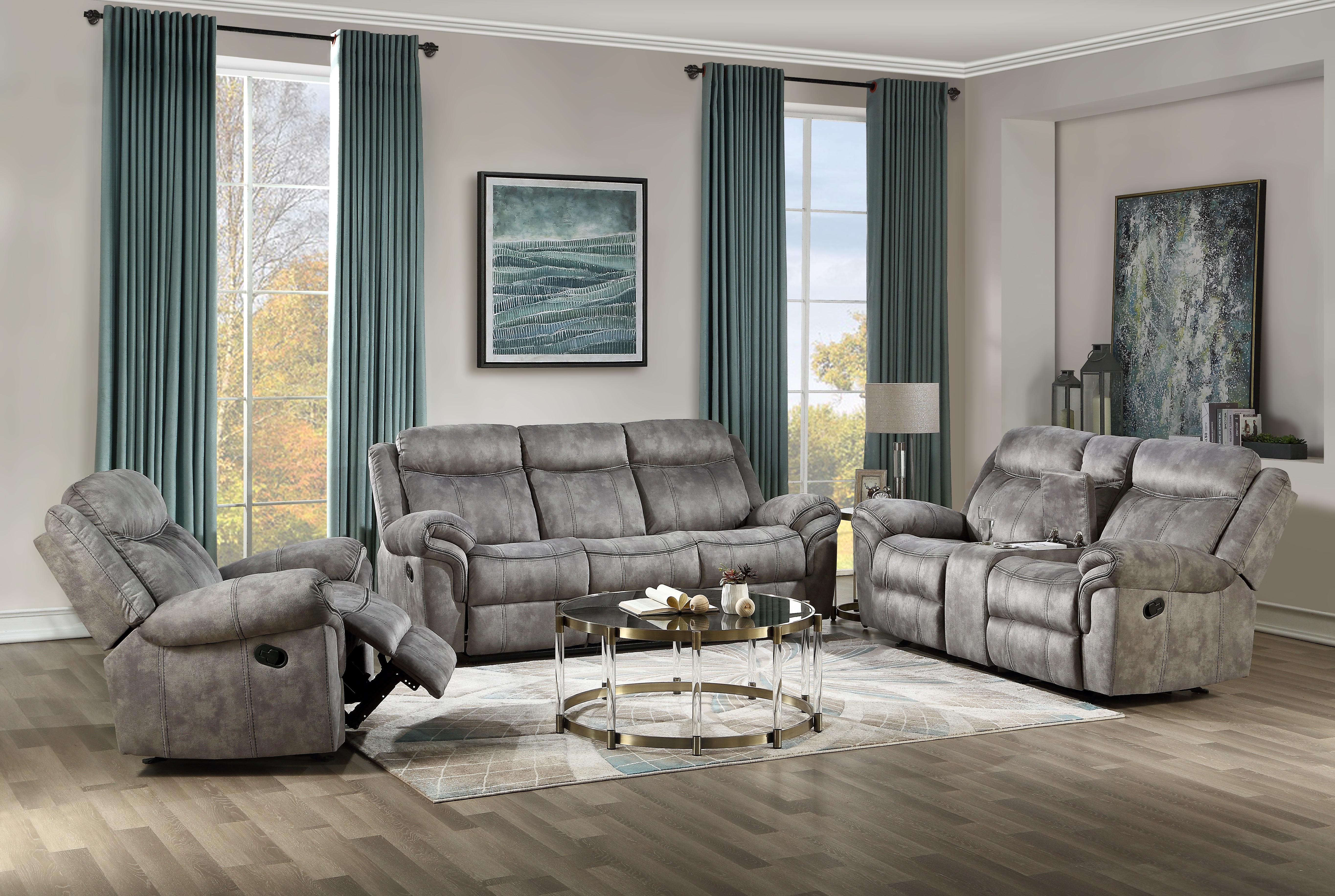 Zubaida 2-Tone Gray Velvet Sofa (Glider & Motion) - Ideal Furniture (Fresno,CA)