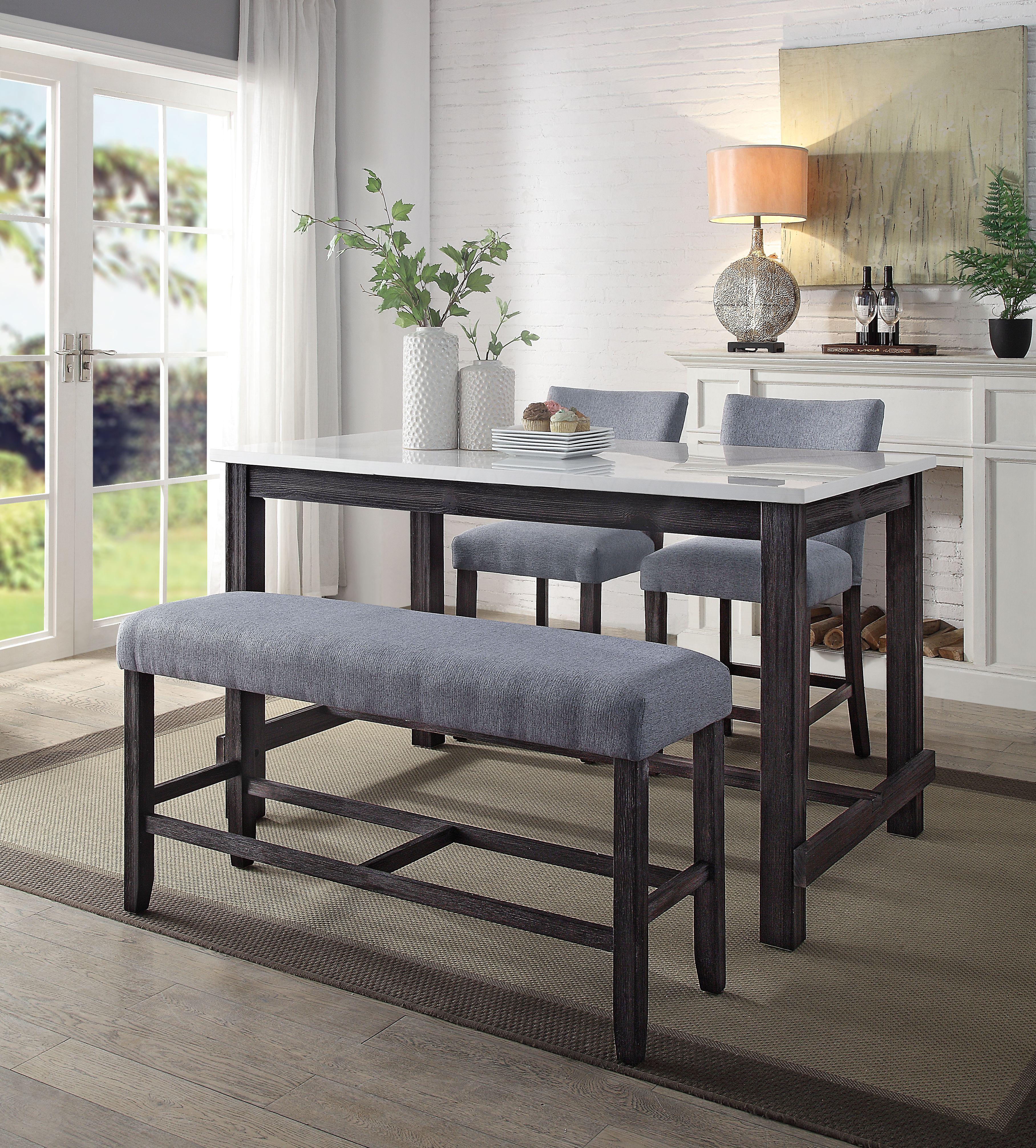 Yelena Marble & Weathered Espresso Counter Height Table - Ideal Furniture (Fresno,CA)