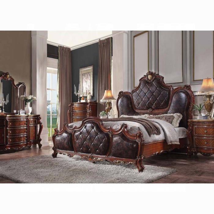 Picardy PU & Cherry Oak Eastern King Bed - Ideal Furniture (Fresno,CA)