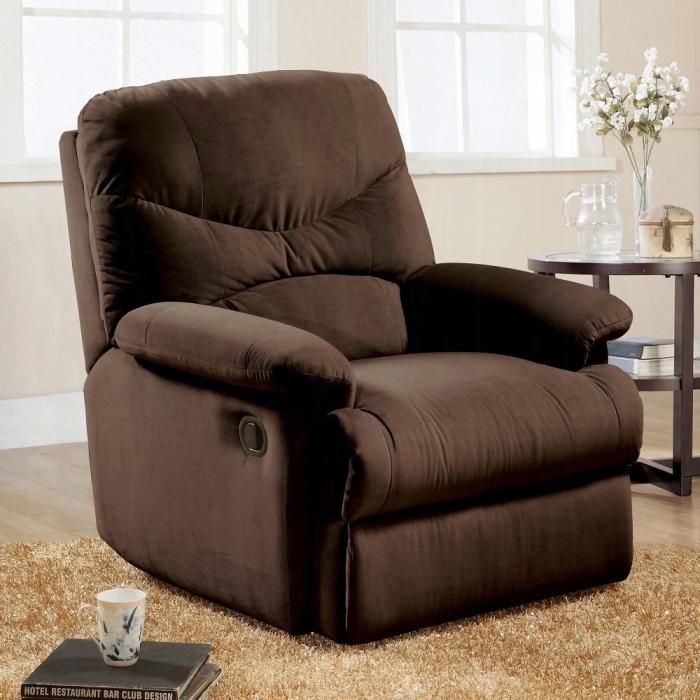 Arcadia Chocolate Microfiber Recliner (Motion) - Ideal Furniture (Fresno,CA)
