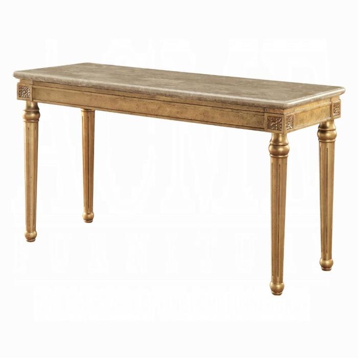 Acme Furniture Daesha Sofa Table in Marble/Antique Gold 81718 - Ideal Furniture (Fresno,CA)