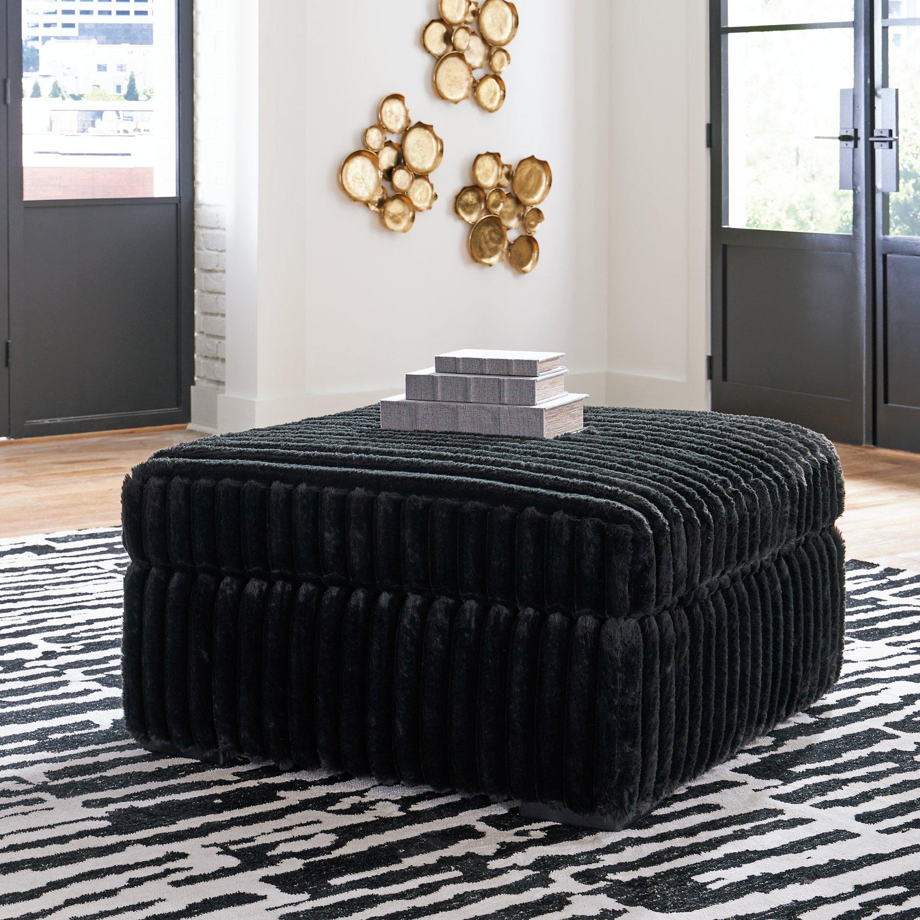 Midnight-Madness Oversized Accent Ottoman - Ideal Furniture (Fresno,CA)