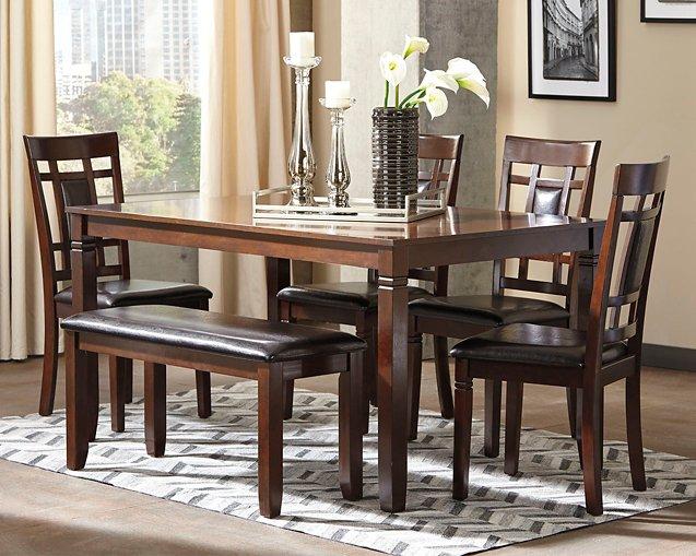 Bennox Dining Table and Chairs with Bench (Set of 6) - Ideal Furniture (Fresno,CA)