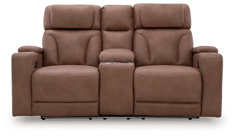 Clean-Slate Power Reclining Loveseat with Console - Ideal Furniture (Fresno,CA)