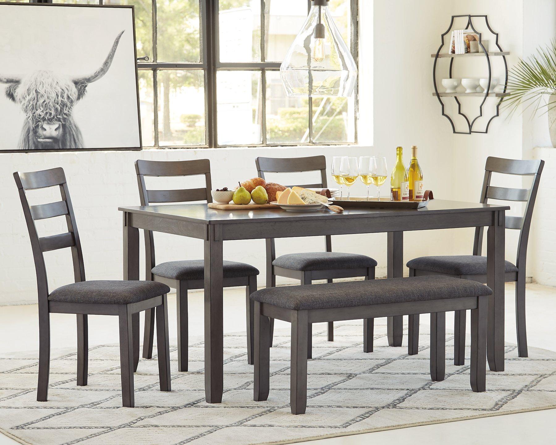 Bridson Dining Table and Chairs with Bench (Set of 6) - Ideal Furniture (Fresno,CA)