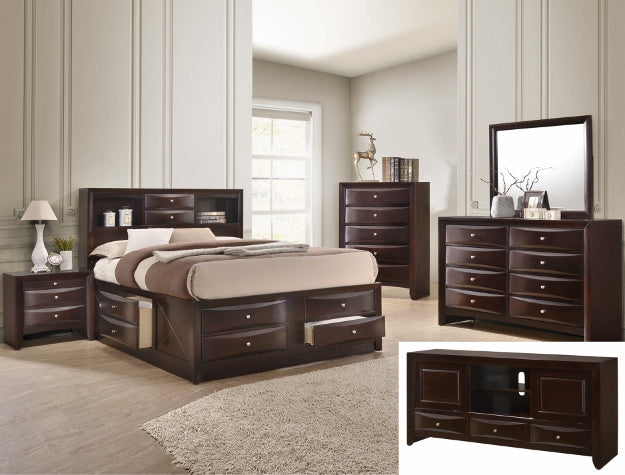 EMILY K CAPTAINS BED HB/FB D.CHERRY - Ideal Furniture (Fresno,CA)