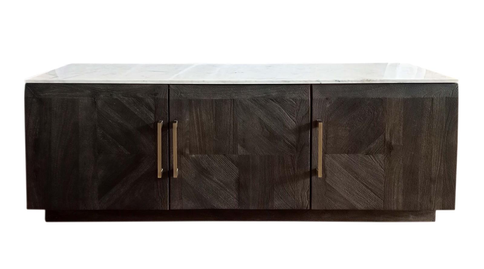 Dennis 3-door Marble Top Dining Sideboard Server White and Tobacco Grey - Ideal Furniture (Fresno,CA)