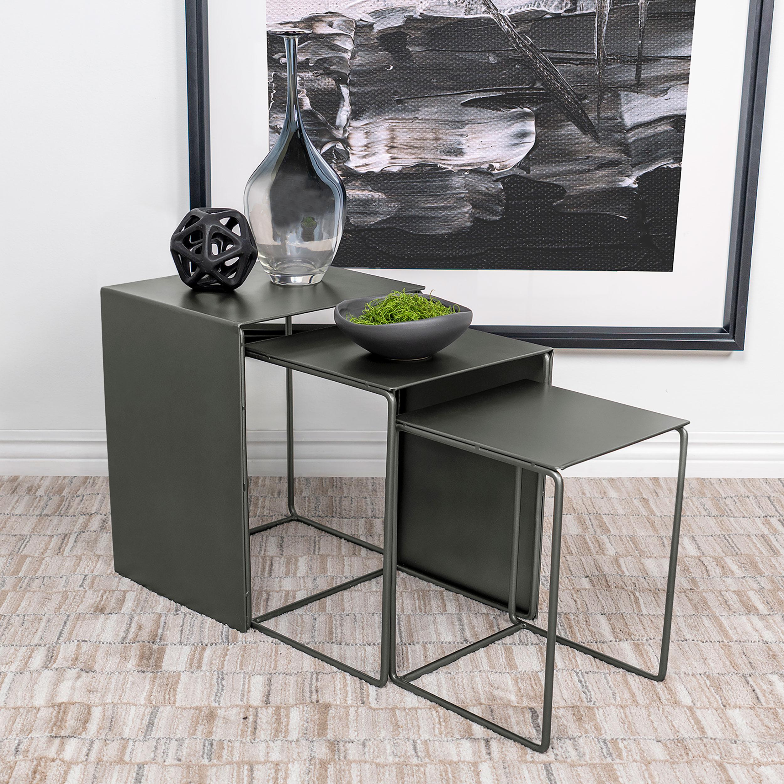 Imez 3-piece Rectangular Metal Nesting Table Grey - Ideal Furniture (Fresno,CA)